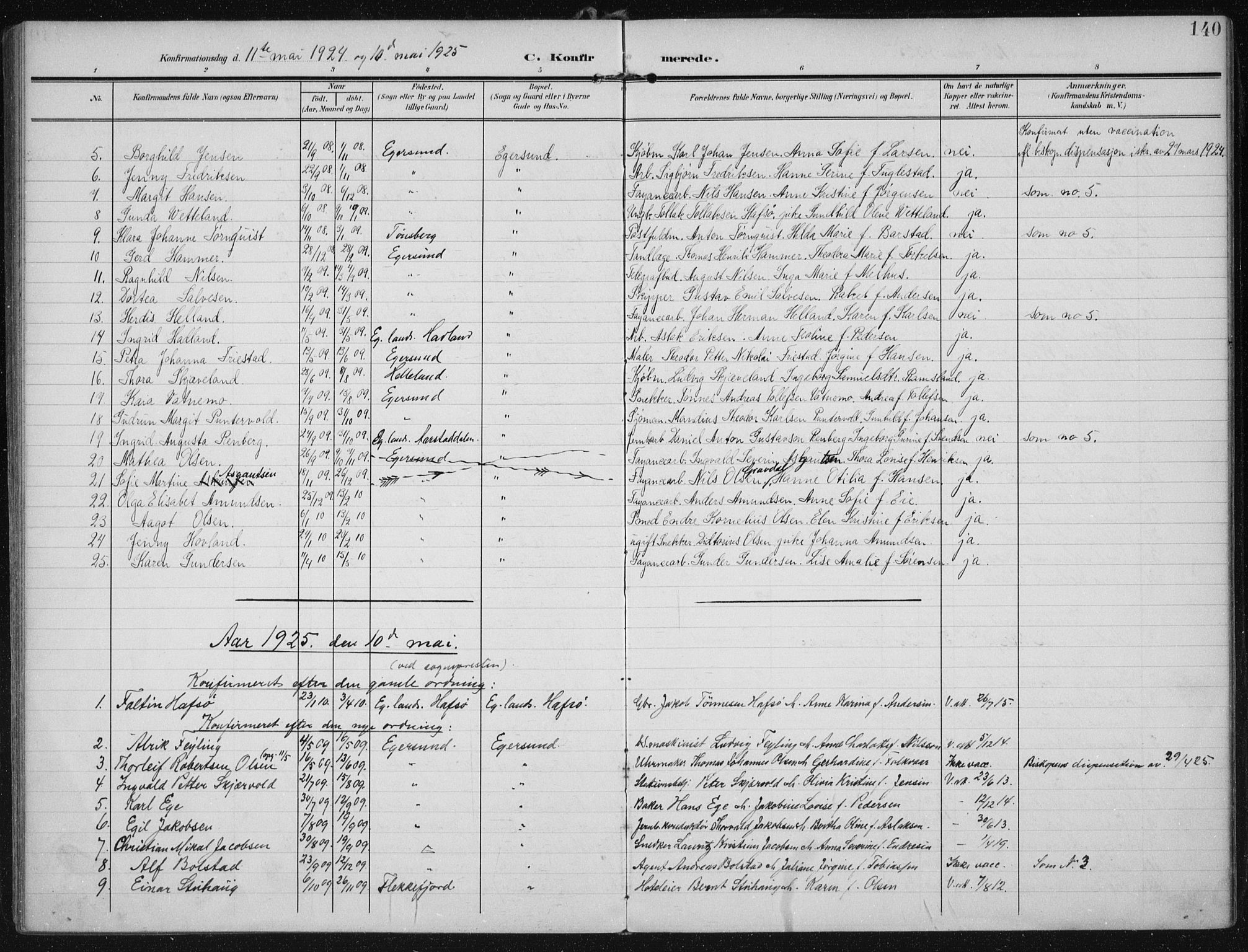 Eigersund sokneprestkontor, AV/SAST-A-101807/S08/L0022: Parish register (official) no. A 21, 1905-1928, p. 140