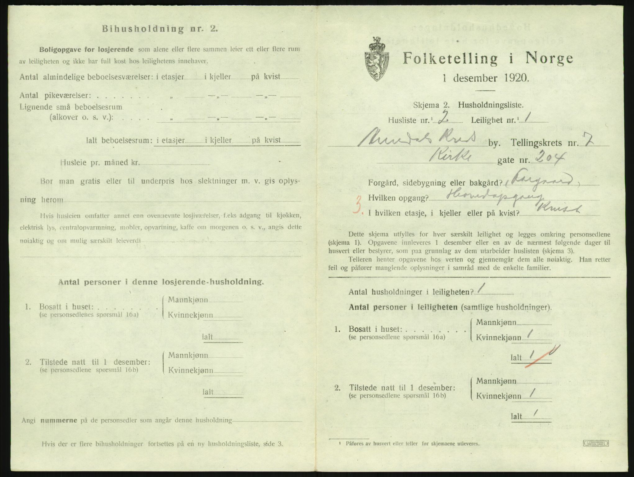 SAK, 1920 census for Arendal, 1920, p. 5398