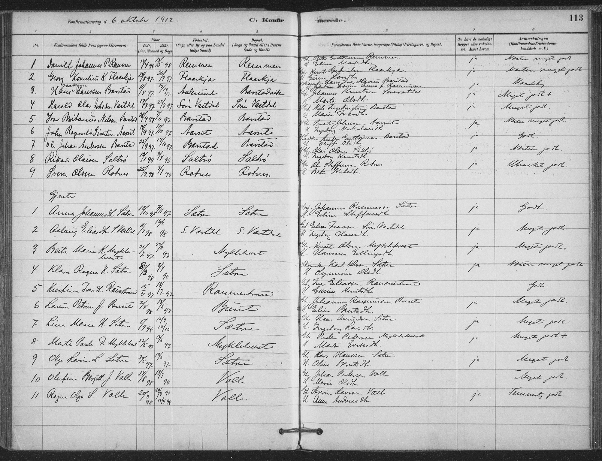 Ministerialprotokoller, klokkerbøker og fødselsregistre - Møre og Romsdal, AV/SAT-A-1454/514/L0199: Parish register (official) no. 514A01, 1878-1912, p. 113