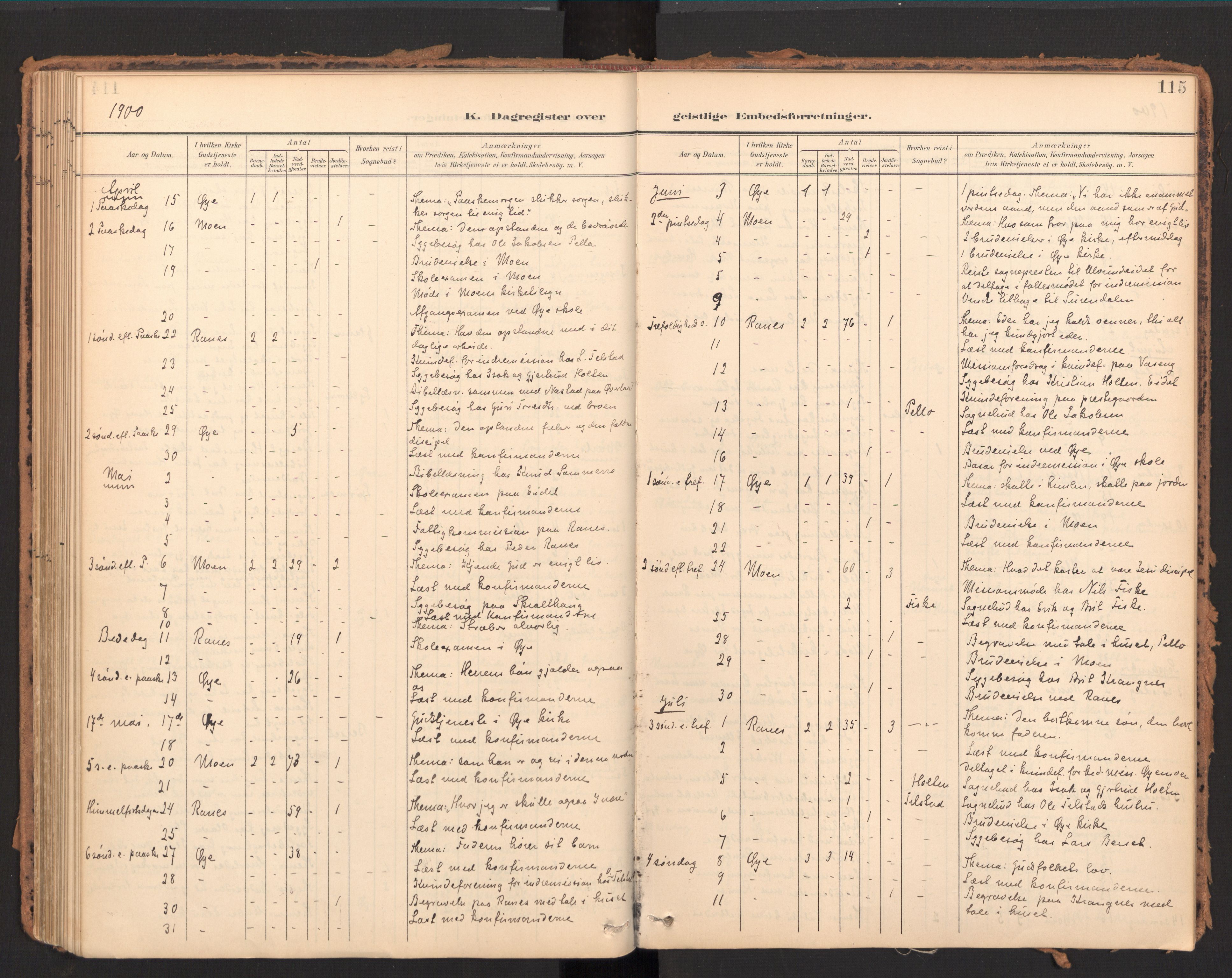 Ministerialprotokoller, klokkerbøker og fødselsregistre - Møre og Romsdal, AV/SAT-A-1454/595/L1048: Parish register (official) no. 595A10, 1900-1917, p. 115