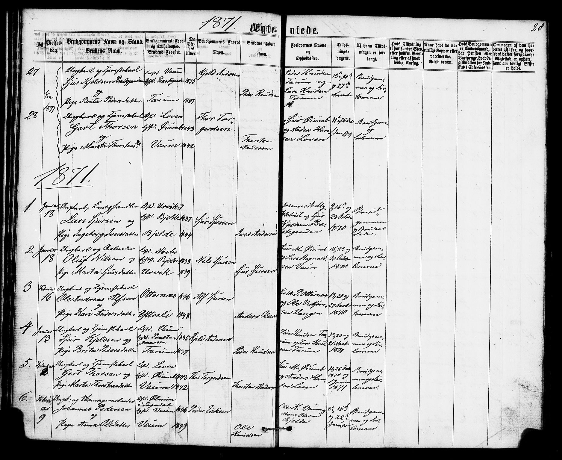 Aurland sokneprestembete, SAB/A-99937/H/Ha/Haa/L0010: Parish register (official) no. A 10, 1859-1879, p. 28
