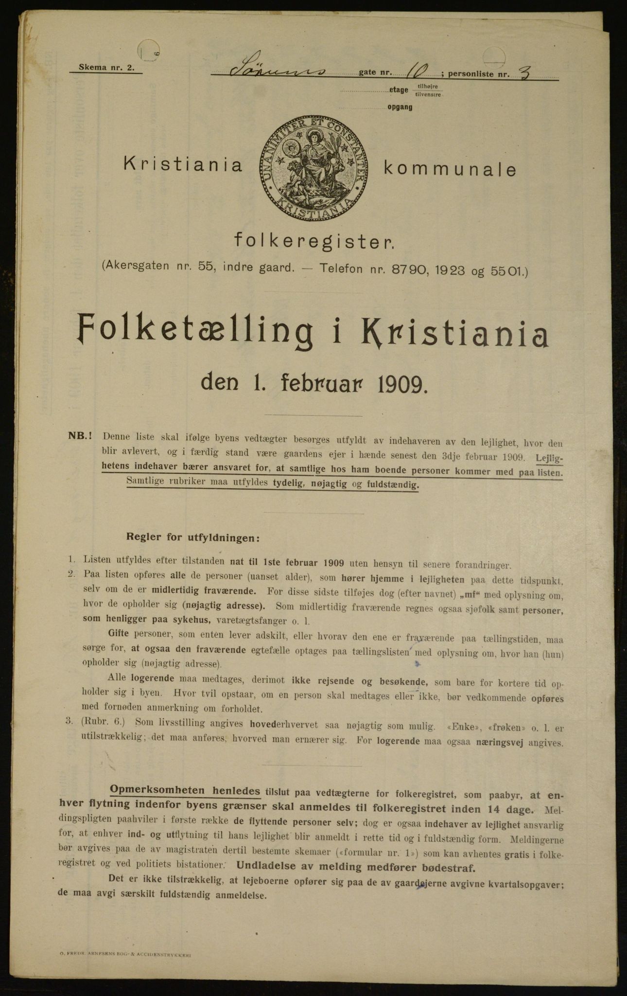 OBA, Municipal Census 1909 for Kristiania, 1909, p. 96948