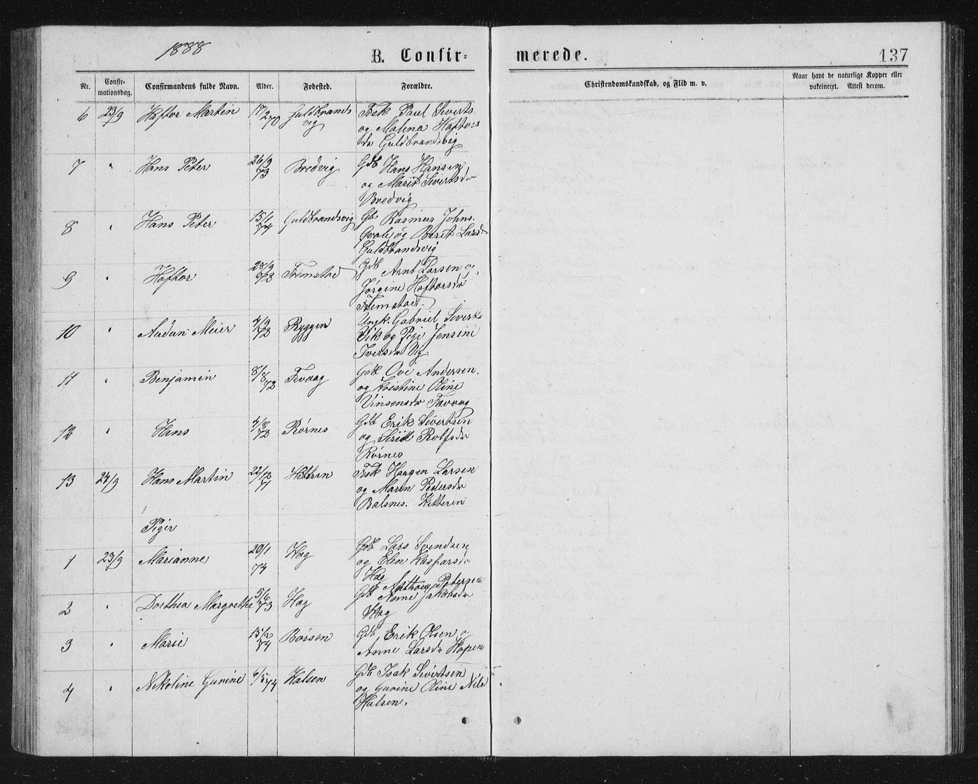 Ministerialprotokoller, klokkerbøker og fødselsregistre - Sør-Trøndelag, AV/SAT-A-1456/662/L0756: Parish register (copy) no. 662C01, 1869-1891, p. 137