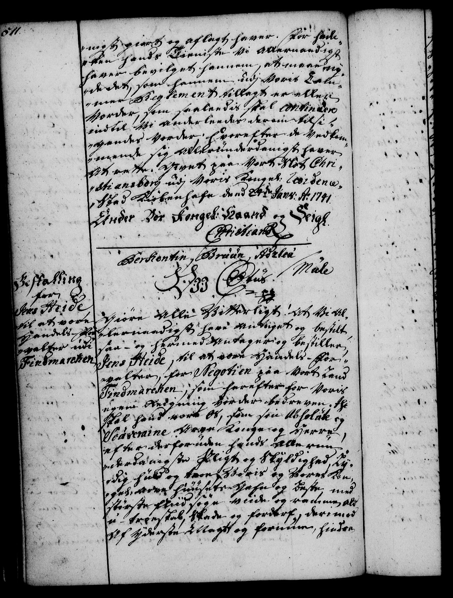 Rentekammeret, Kammerkanselliet, AV/RA-EA-3111/G/Gg/Gge/L0002: Norsk bestallingsprotokoll med register (merket RK 53.26), 1730-1744, p. 511