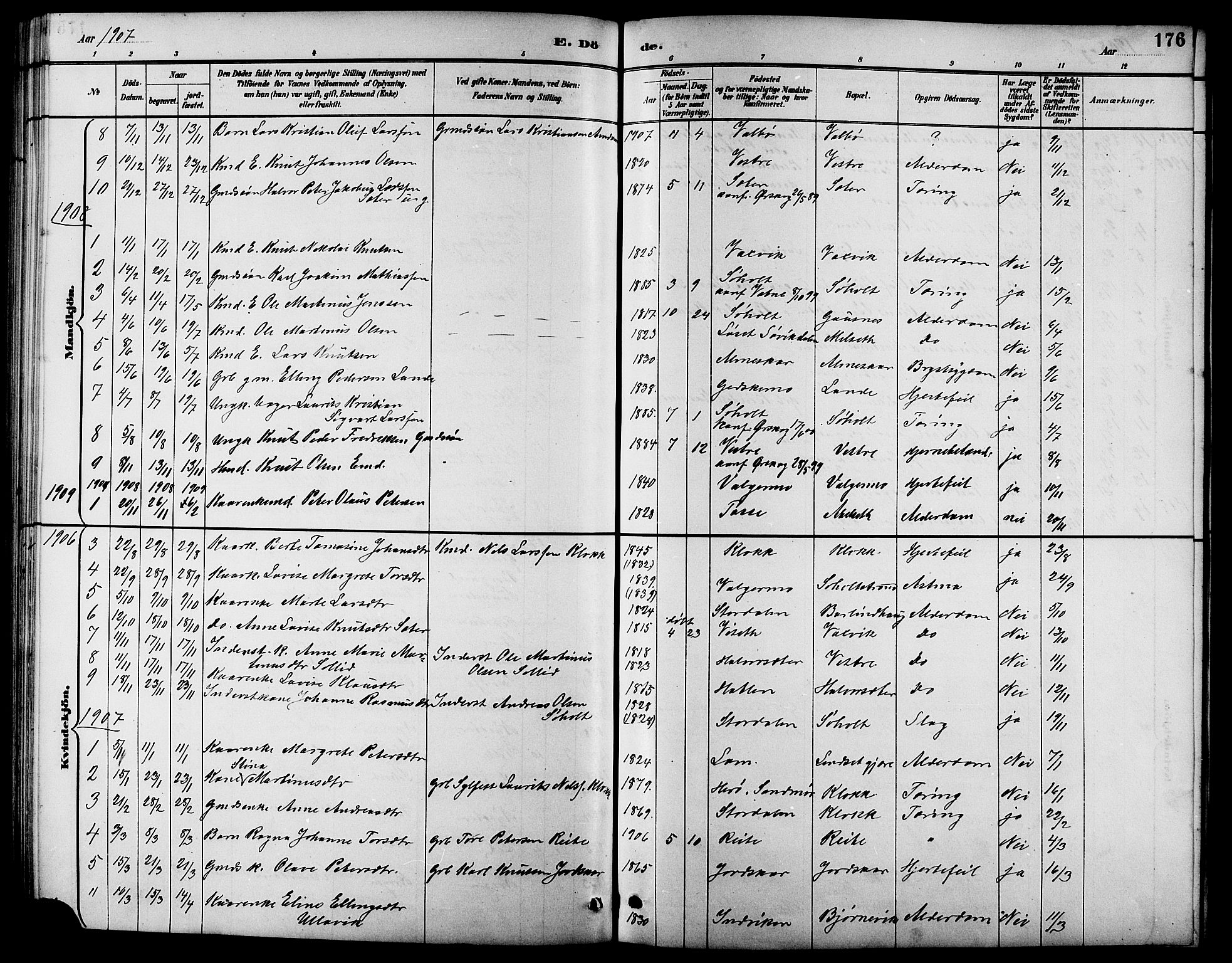 Ministerialprotokoller, klokkerbøker og fødselsregistre - Møre og Romsdal, AV/SAT-A-1454/522/L0327: Parish register (copy) no. 522C06, 1890-1915, p. 176