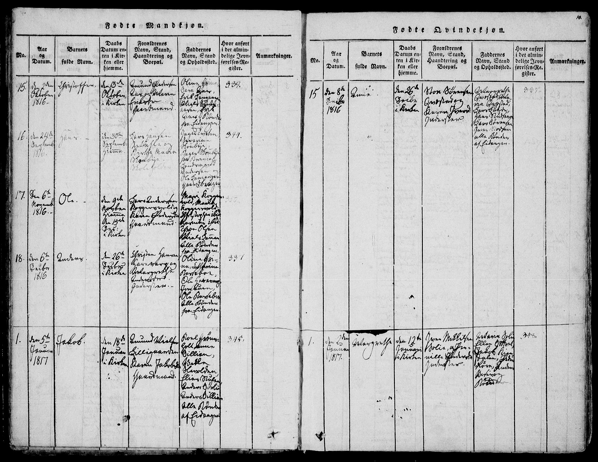 Eidanger kirkebøker, SAKO/A-261/F/Fa/L0007: Parish register (official) no. 7, 1814-1831, p. 10