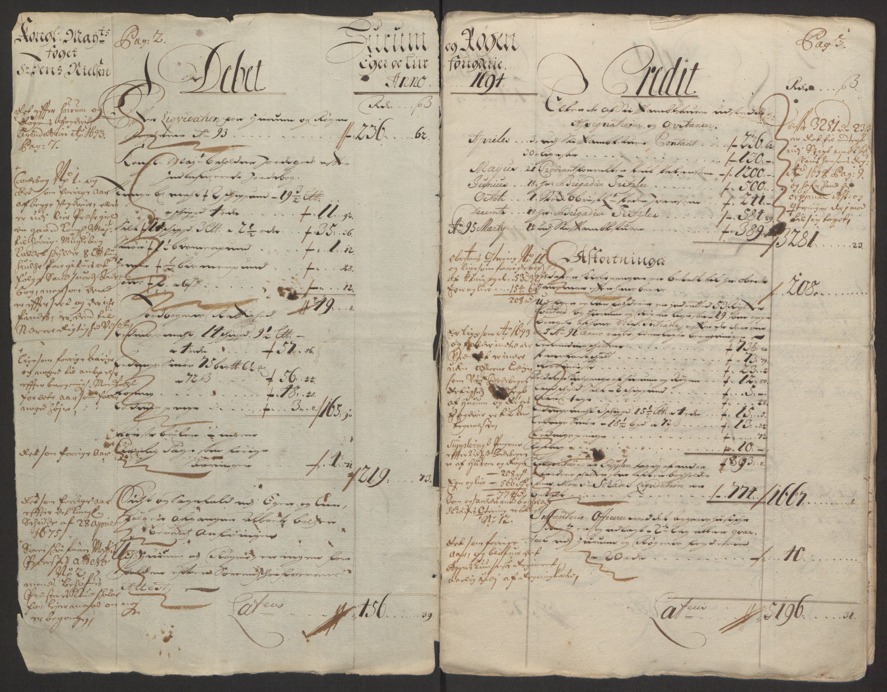 Rentekammeret inntil 1814, Reviderte regnskaper, Fogderegnskap, RA/EA-4092/R30/L1694: Fogderegnskap Hurum, Røyken, Eiker og Lier, 1694-1696, p. 4
