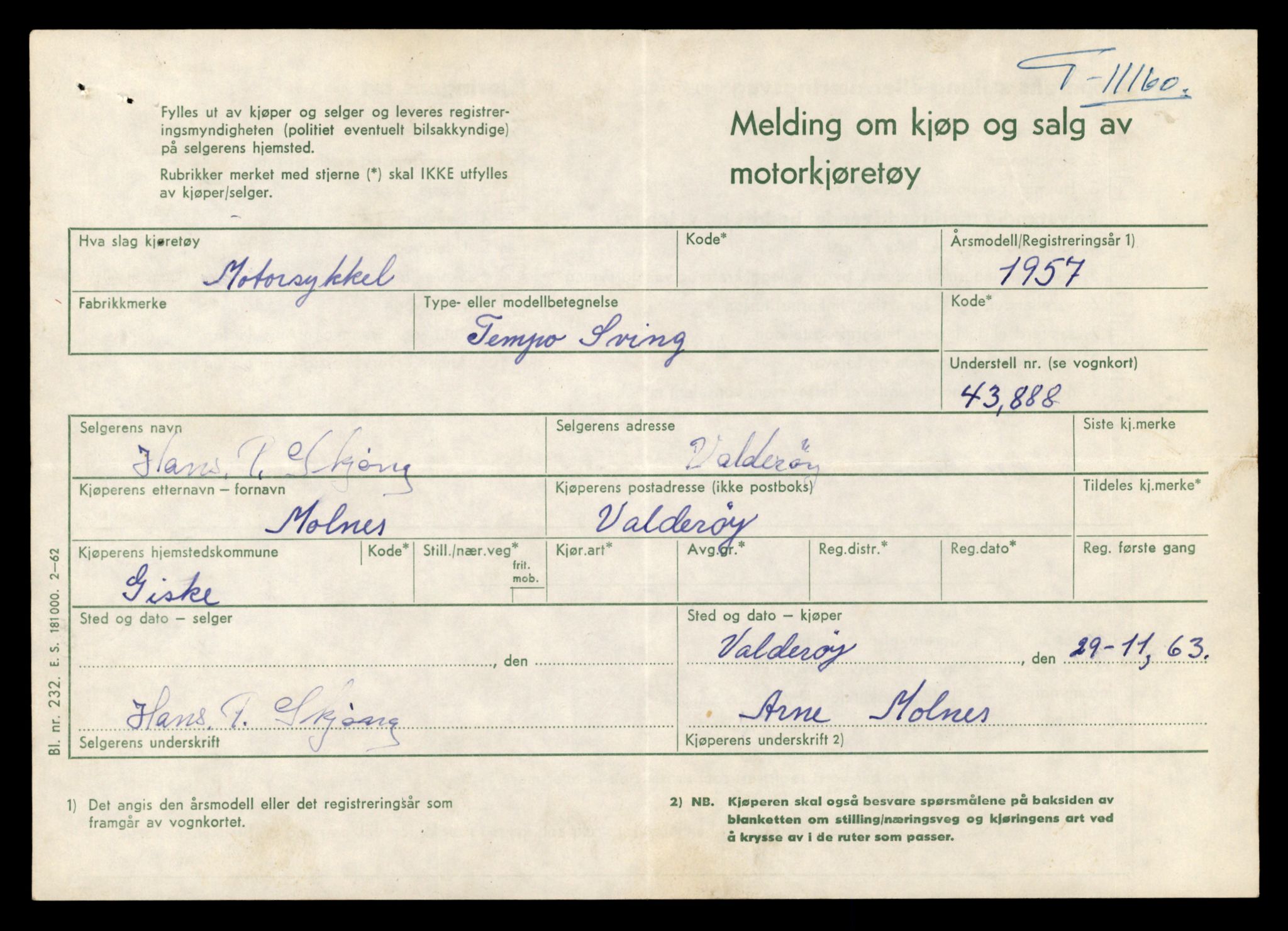 Møre og Romsdal vegkontor - Ålesund trafikkstasjon, AV/SAT-A-4099/F/Fe/L0026: Registreringskort for kjøretøy T 11046 - T 11160, 1927-1998, p. 3167