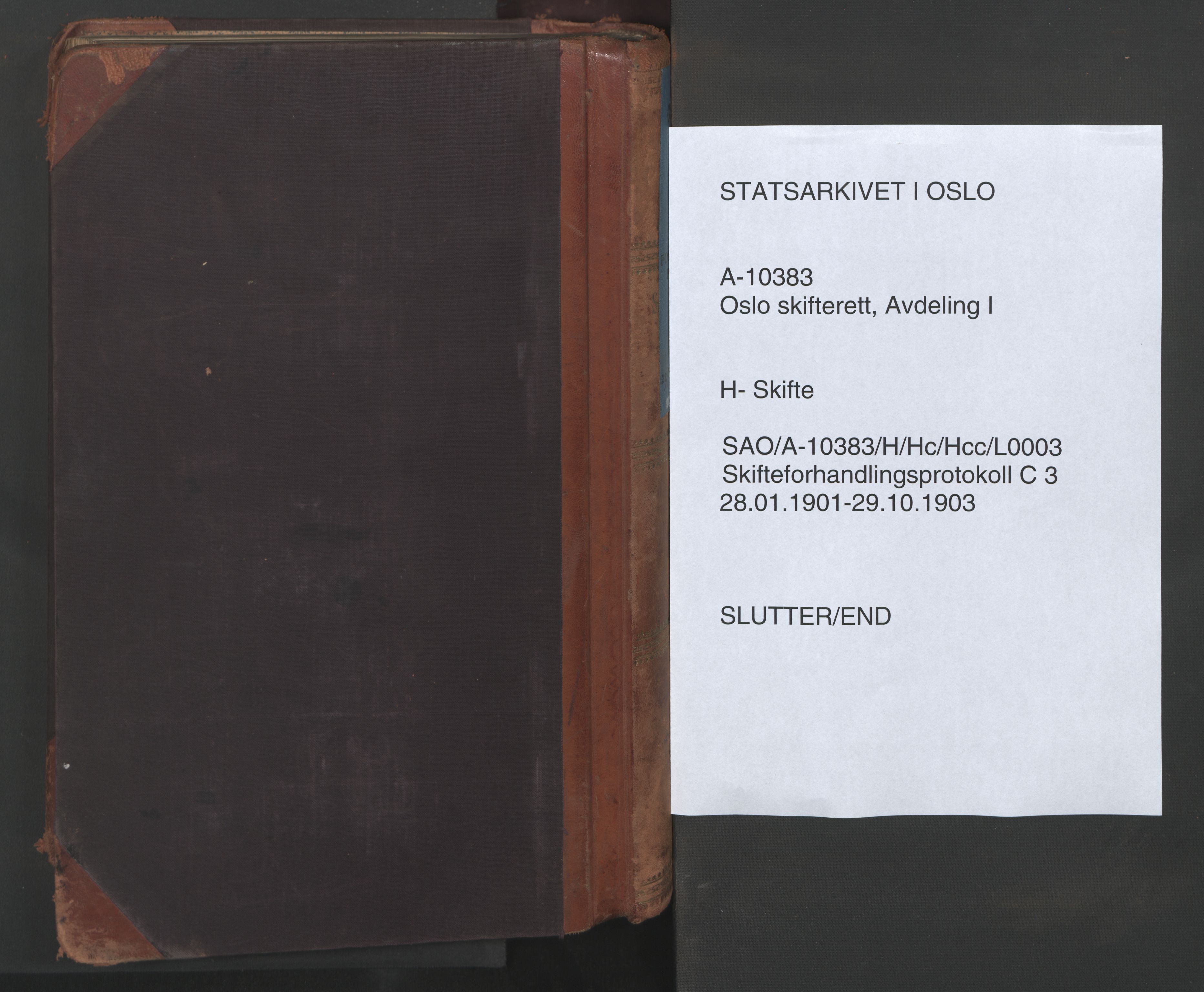 Oslo skifterett, SAO/A-10383/H/Hc/Hcc/L0003: Skifteforhandlingsprotokoll, 1901-1903