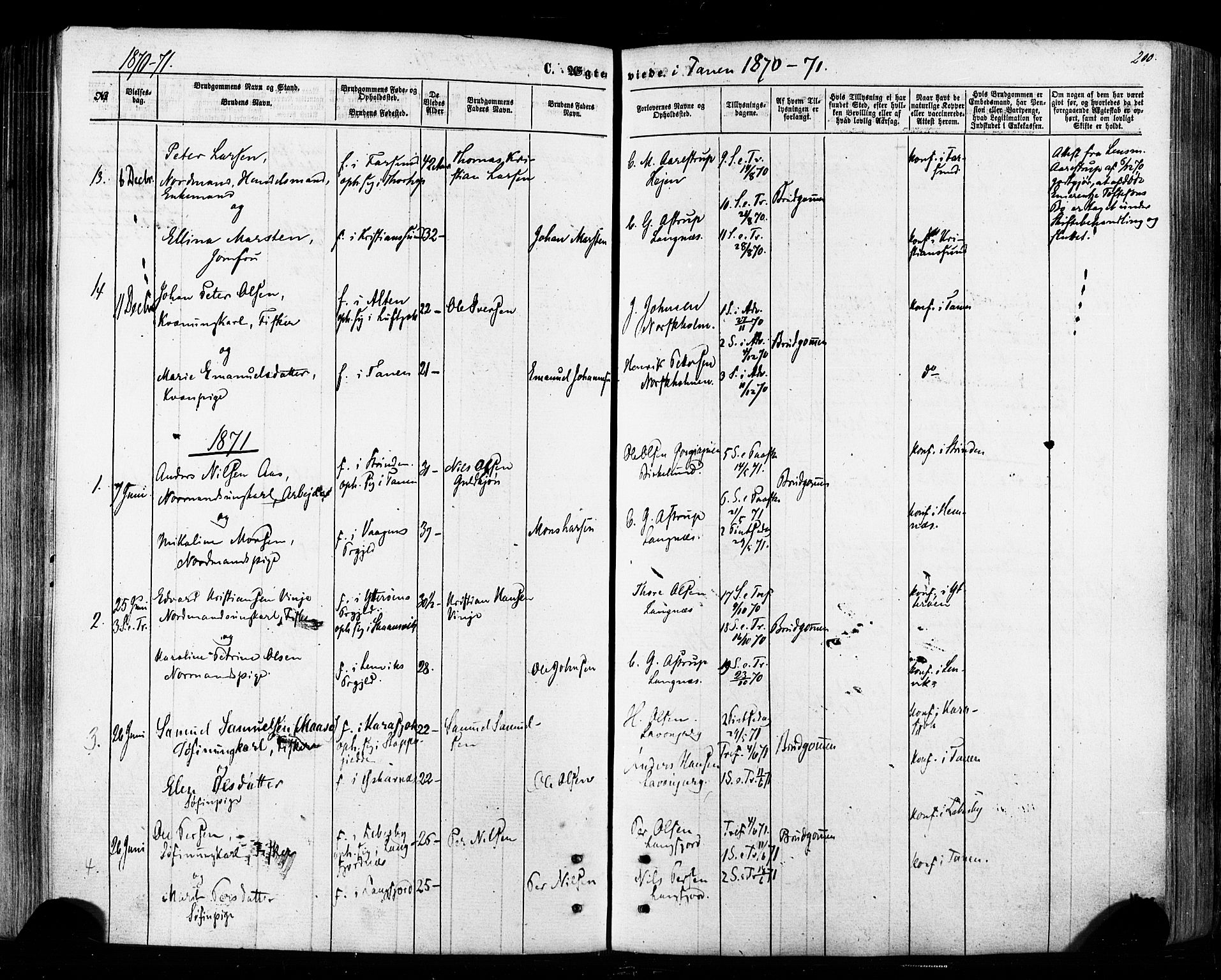Tana sokneprestkontor, SATØ/S-1334/H/Ha/L0002kirke: Parish register (official) no. 2 /1, 1861-1877, p. 200