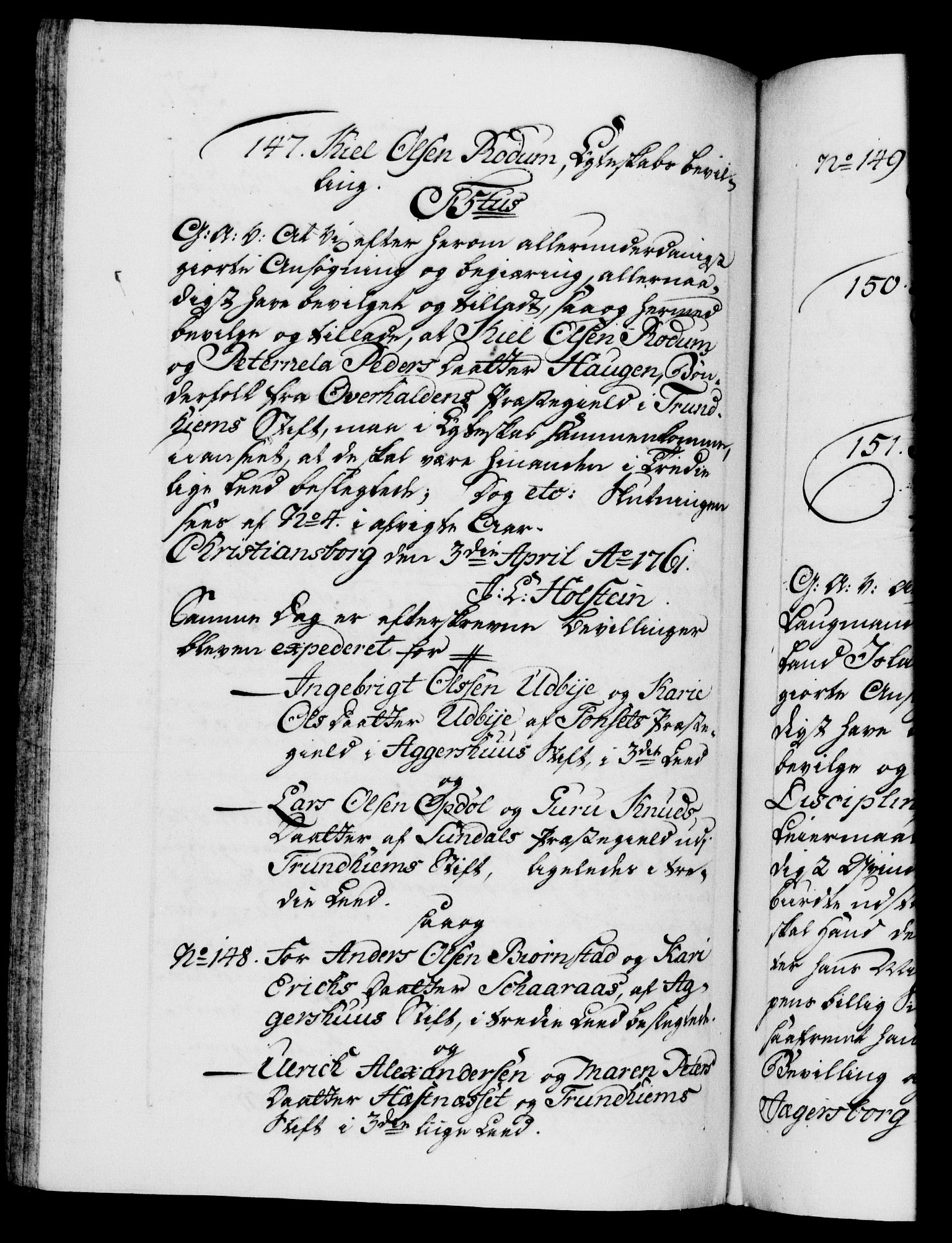 Danske Kanselli 1572-1799, AV/RA-EA-3023/F/Fc/Fca/Fcaa/L0041: Norske registre, 1760-1762, p. 397b