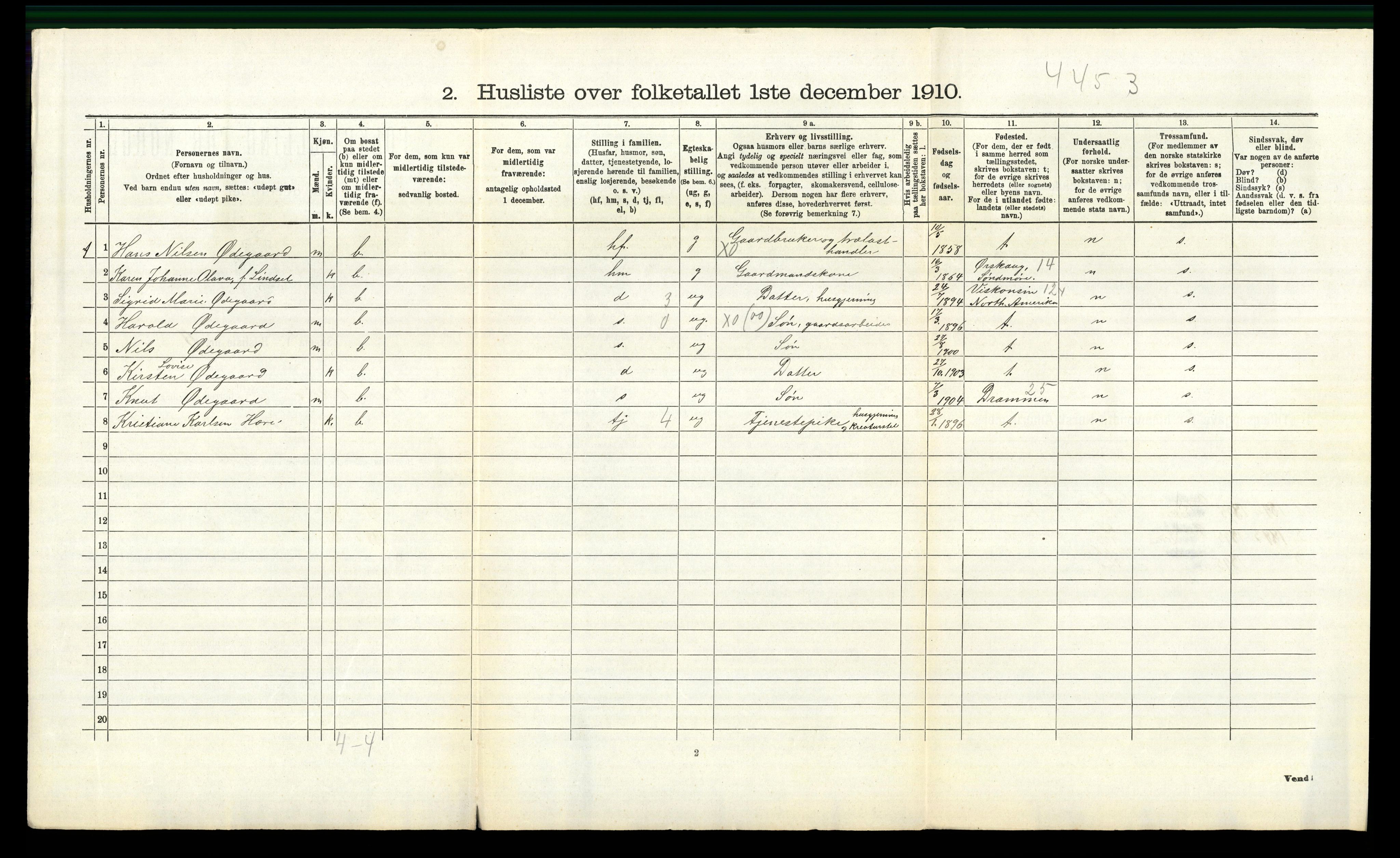 RA, 1910 census for Øvre Eiker, 1910, p. 2096