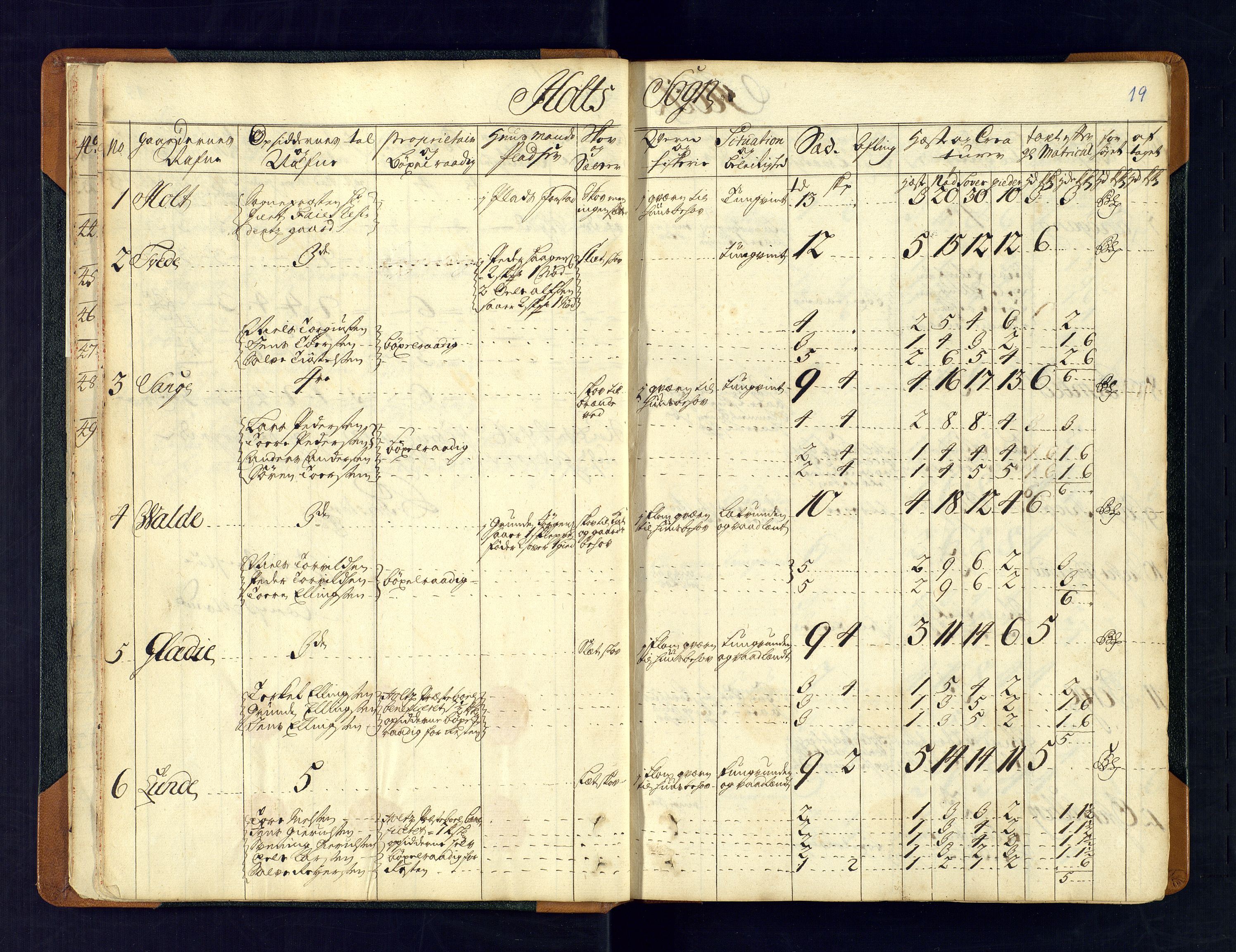 Nedenes fogderi, SAK/1242-0006/Hb/L0481: Matrikkel, eksaminasjonsprotokoll, 1723, p. 18b-19a