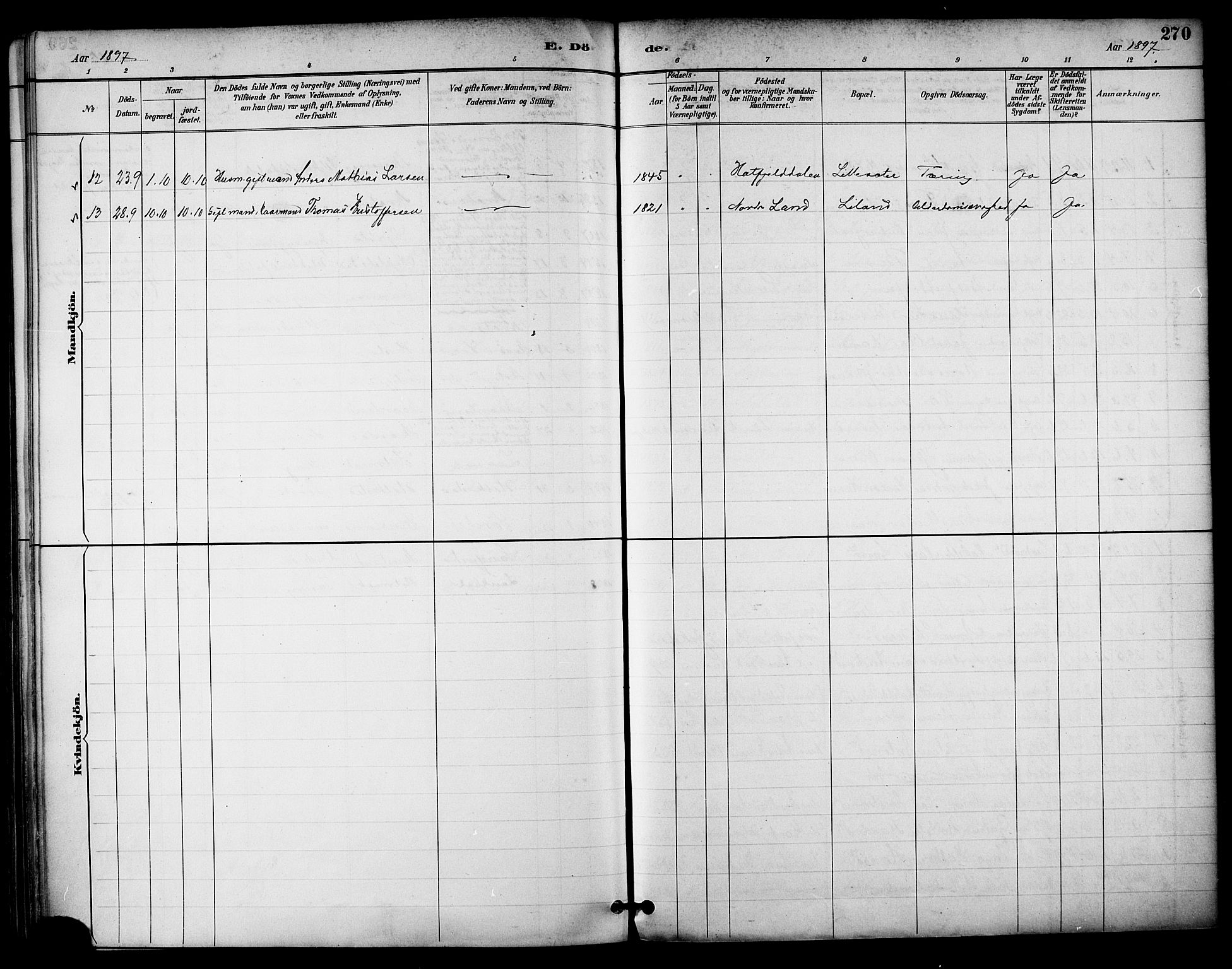 Ministerialprotokoller, klokkerbøker og fødselsregistre - Nordland, SAT/A-1459/855/L0803: Parish register (official) no. 855A11, 1887-1905, p. 270