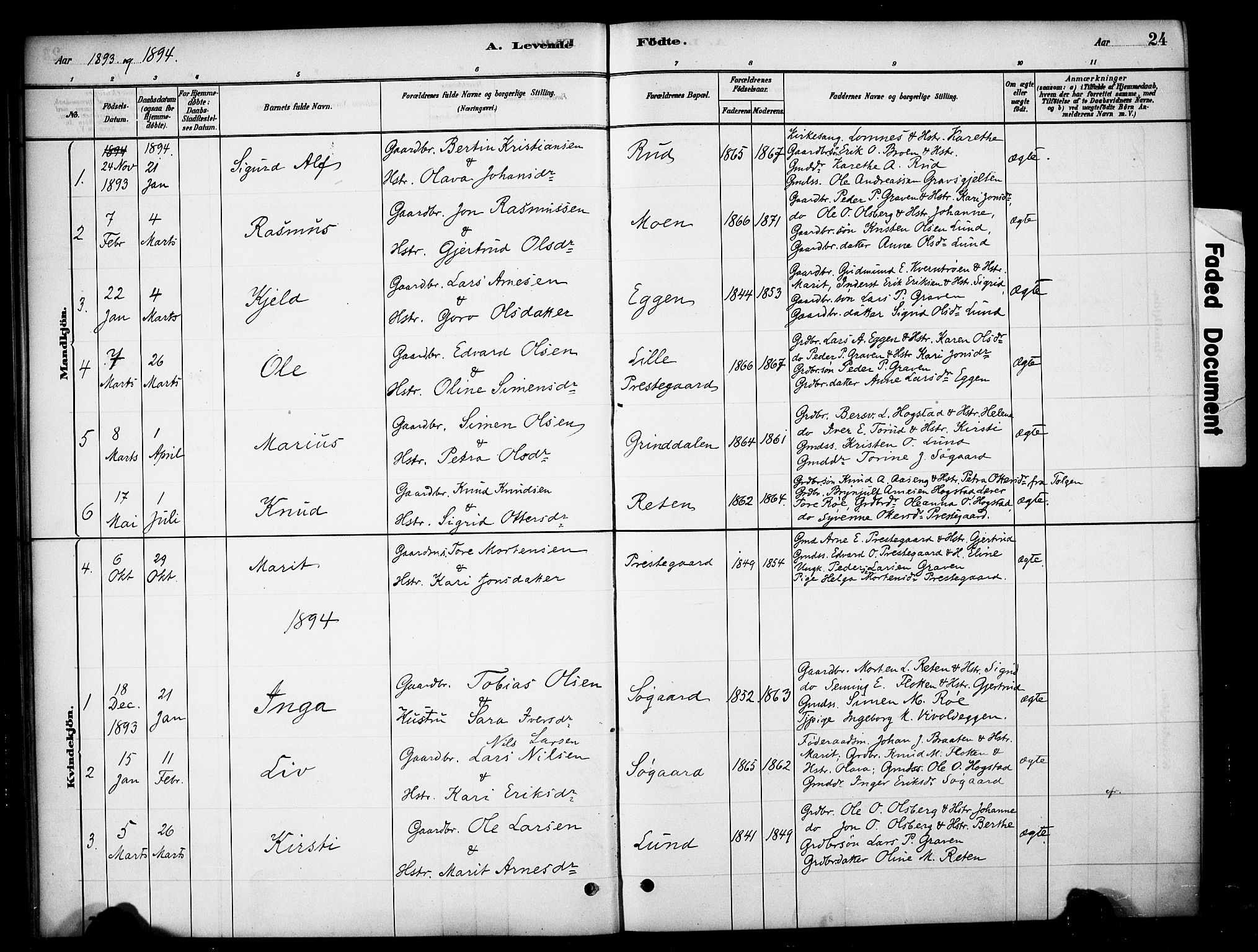 Tynset prestekontor, SAH/PREST-058/H/Ha/Haa/L0023: Parish register (official) no. 23, 1880-1901, p. 24