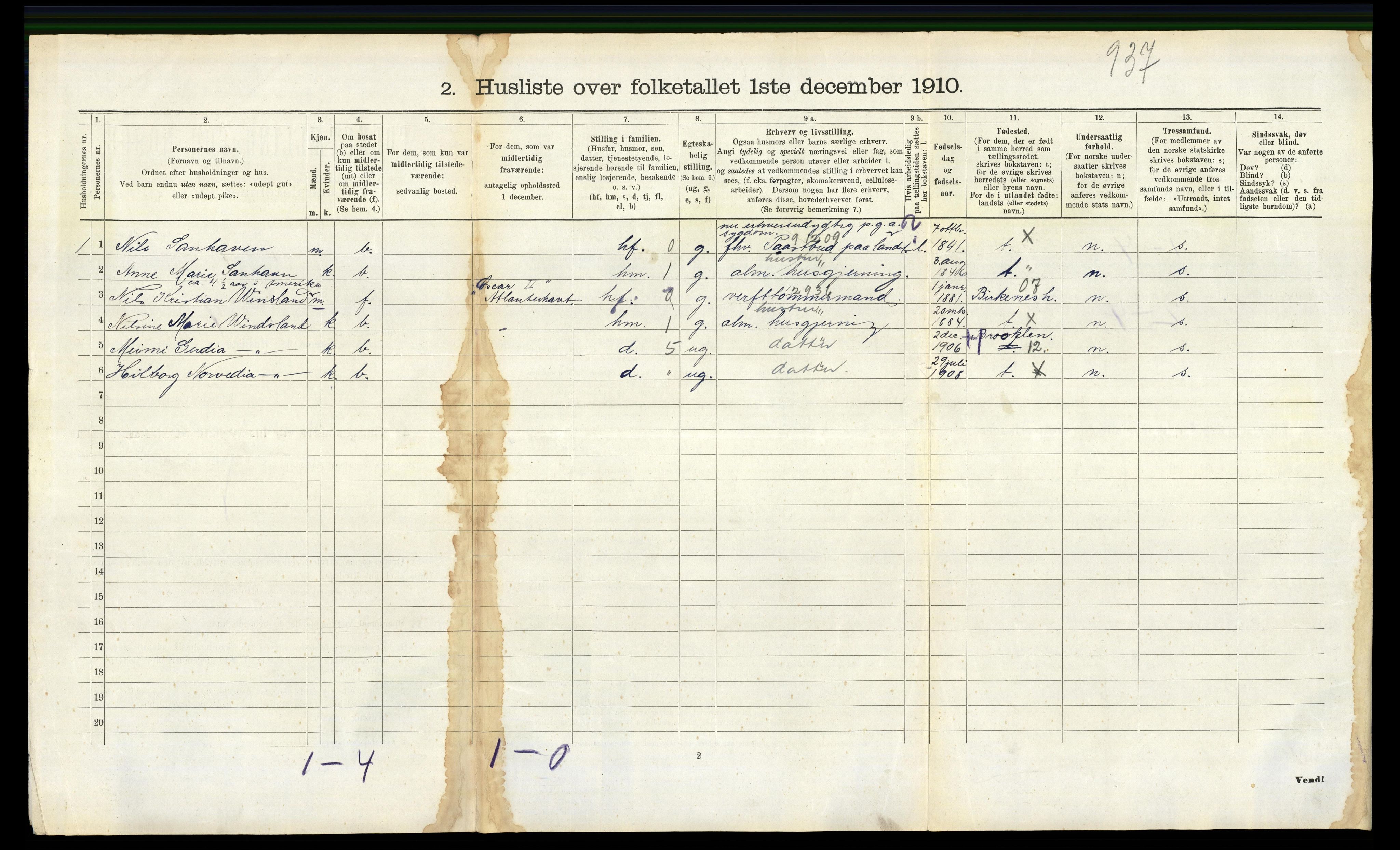 RA, 1910 census for Landvik, 1910, p. 277