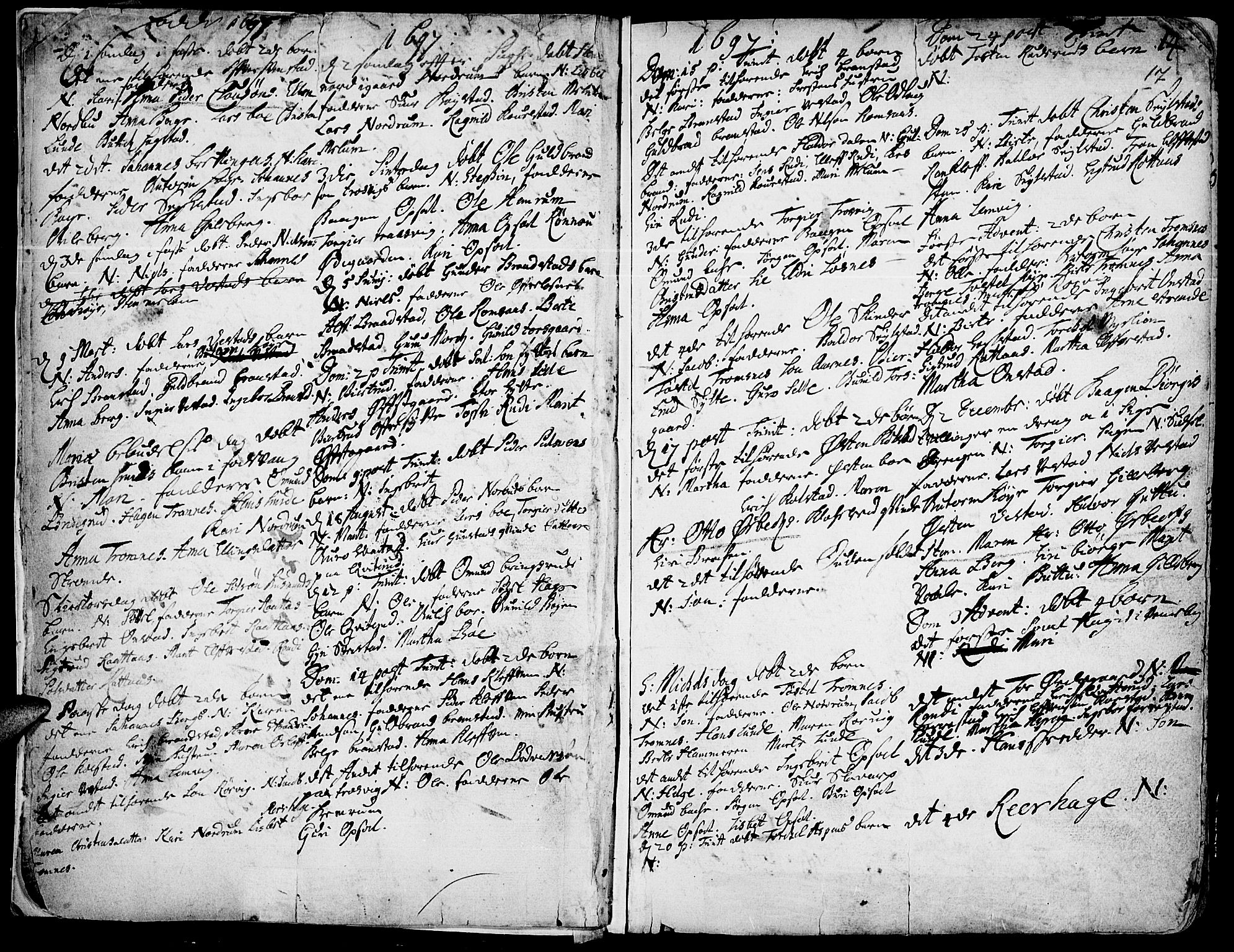 Ringebu prestekontor, AV/SAH-PREST-082/H/Ha/Haa/L0001: Parish register (official) no. 1, 1696-1733, p. 16-17