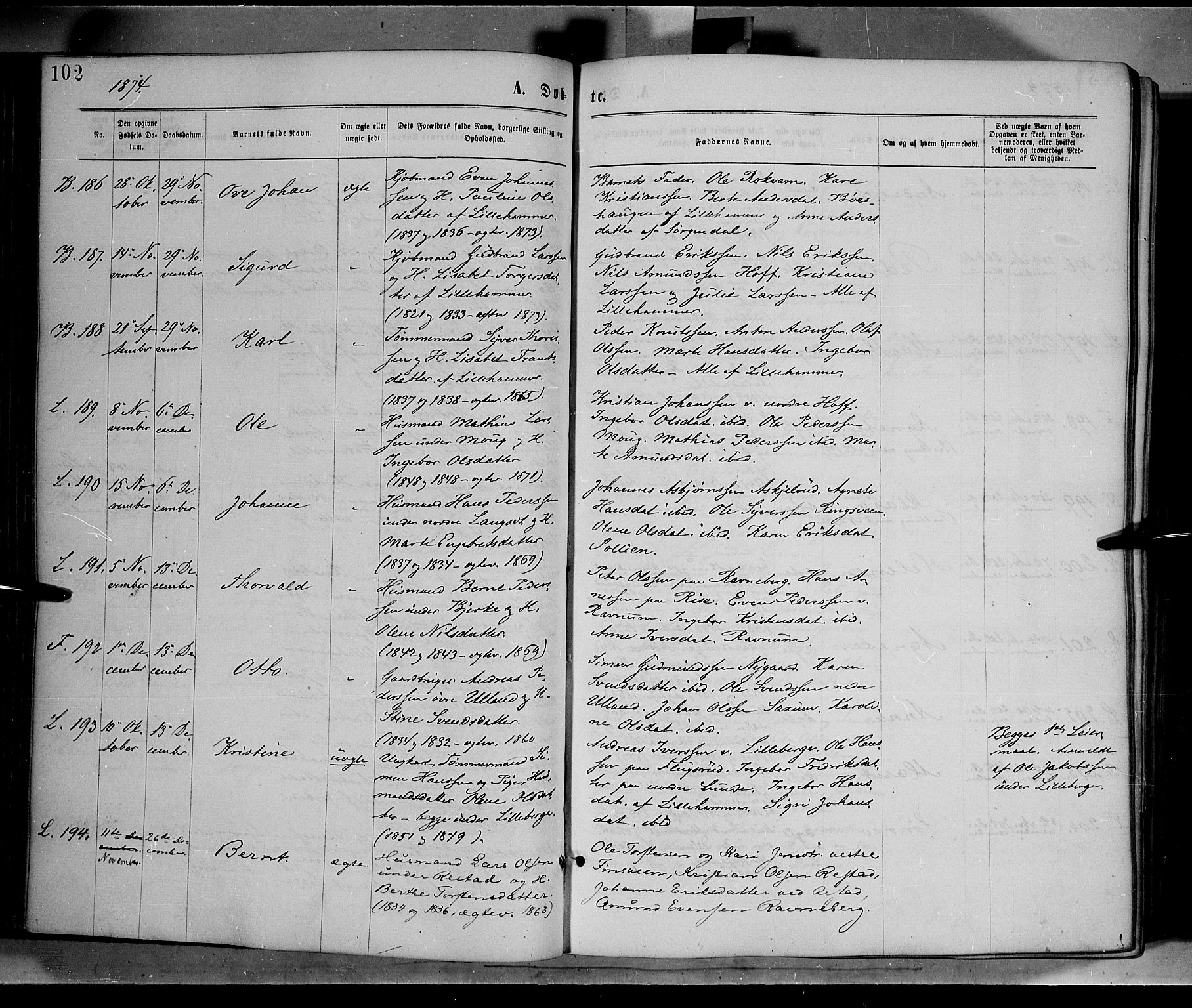 Fåberg prestekontor, SAH/PREST-086/H/Ha/Haa/L0007: Parish register (official) no. 7, 1868-1878, p. 102