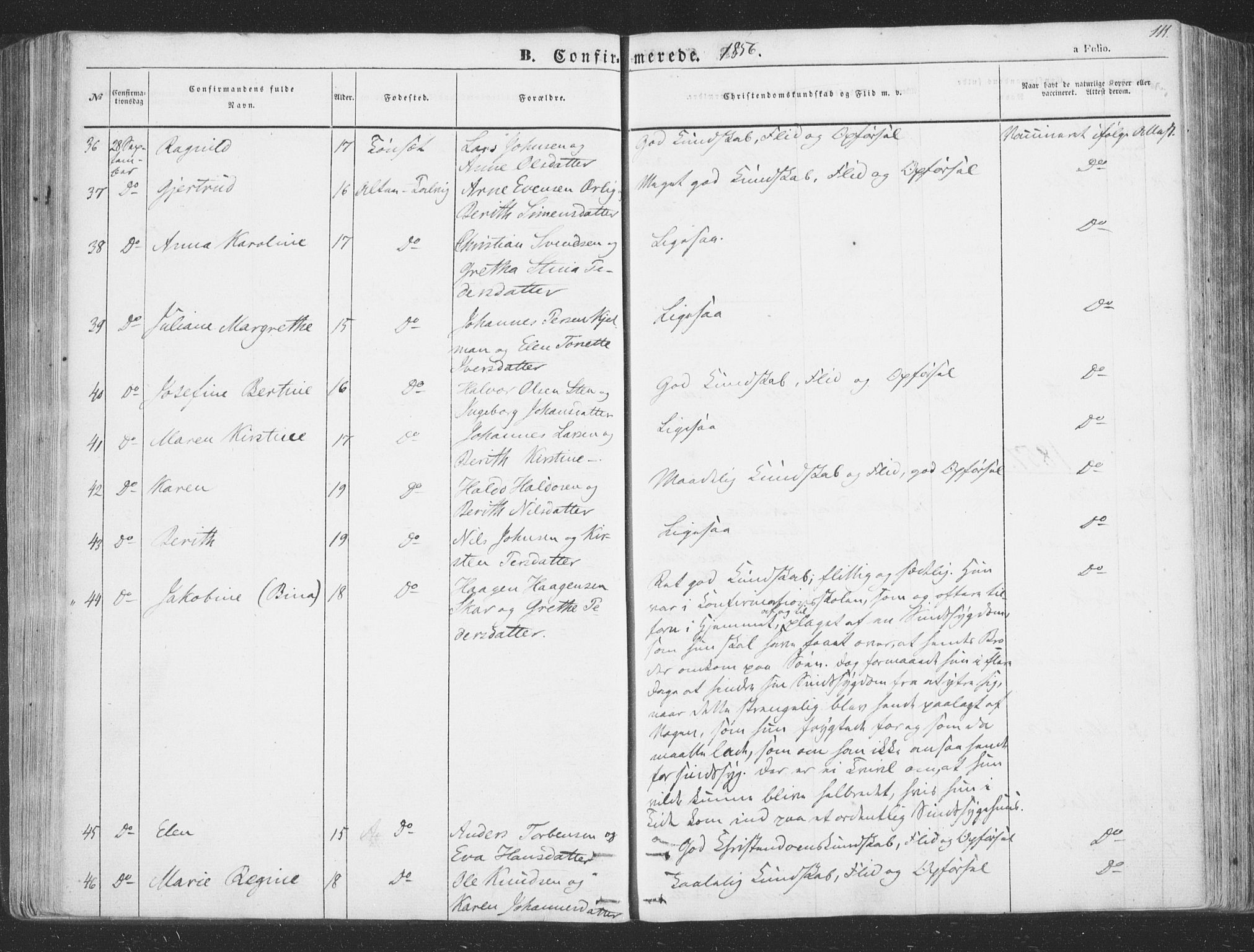 Talvik sokneprestkontor, AV/SATØ-S-1337/H/Ha/L0010kirke: Parish register (official) no. 10, 1852-1864, p. 111