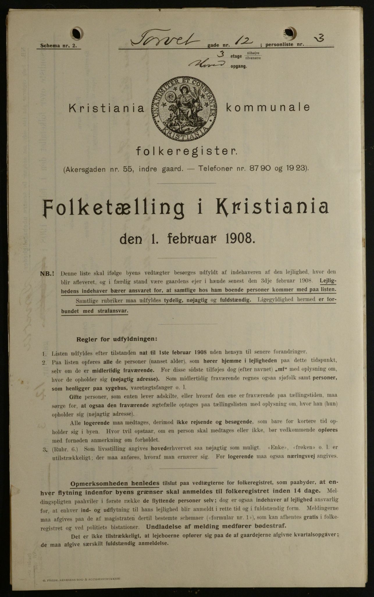 OBA, Municipal Census 1908 for Kristiania, 1908, p. 93210