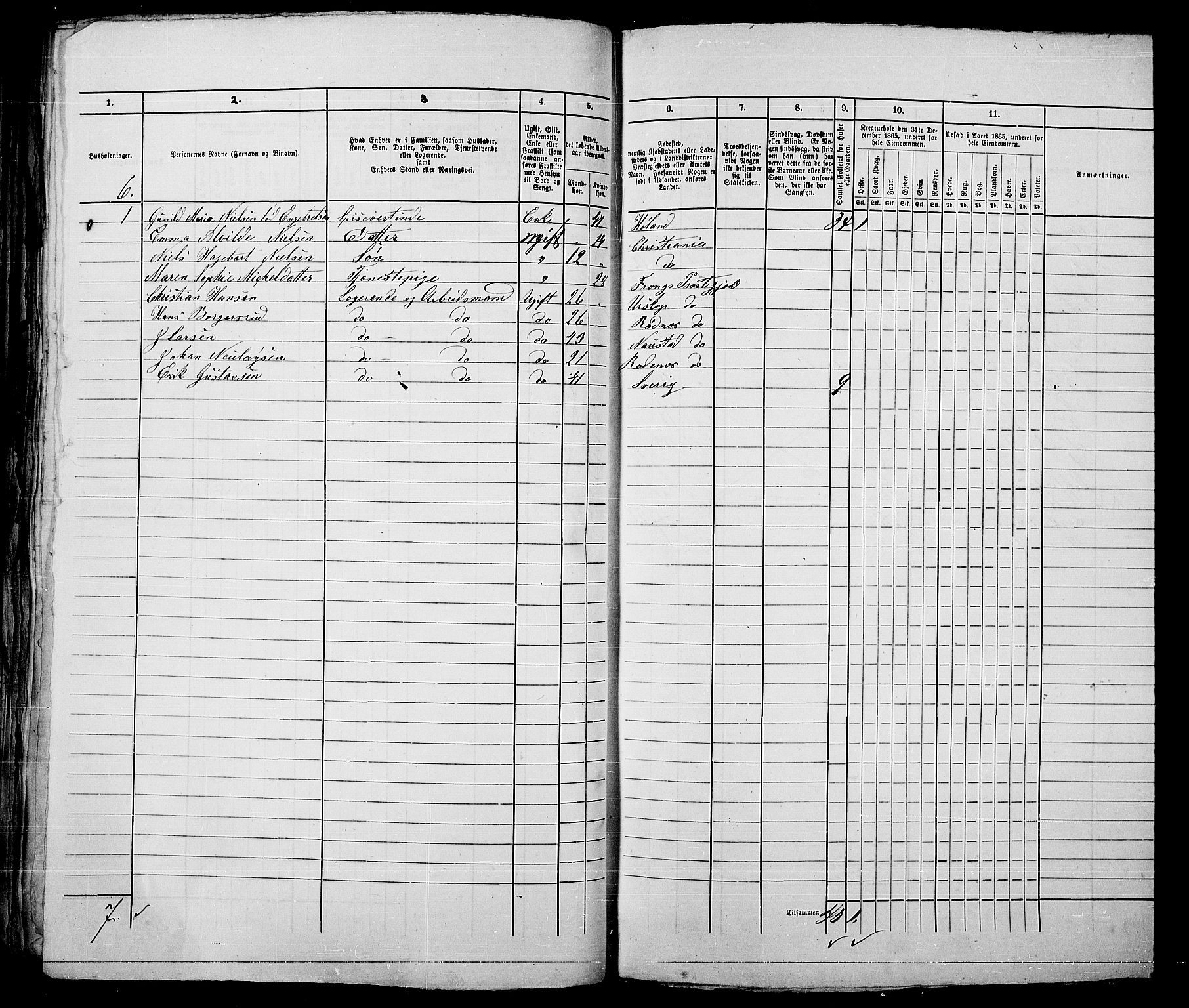 RA, 1865 census for Kristiania, 1865, p. 745