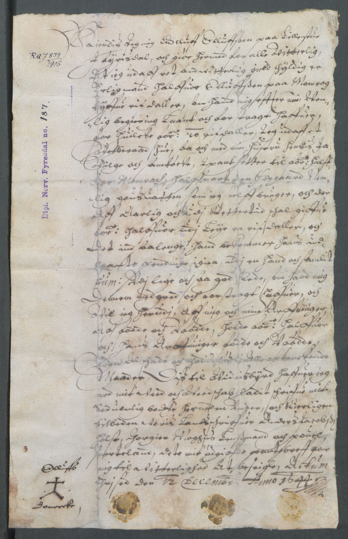 Riksarkivets diplomsamling, AV/RA-EA-5965/F02/L0158: Dokumenter, 1644-1645, p. 65