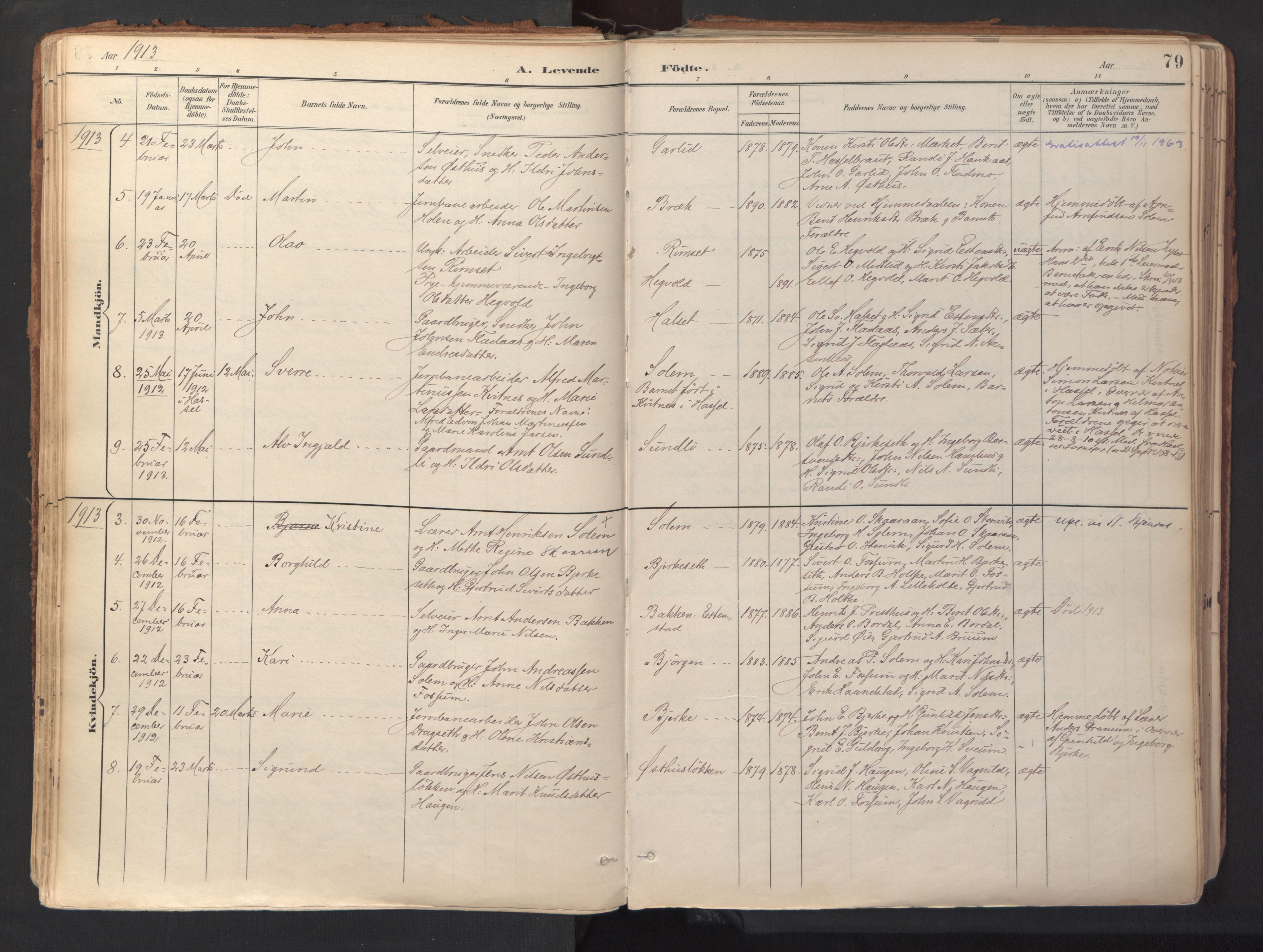 Ministerialprotokoller, klokkerbøker og fødselsregistre - Sør-Trøndelag, SAT/A-1456/689/L1041: Parish register (official) no. 689A06, 1891-1923, p. 79