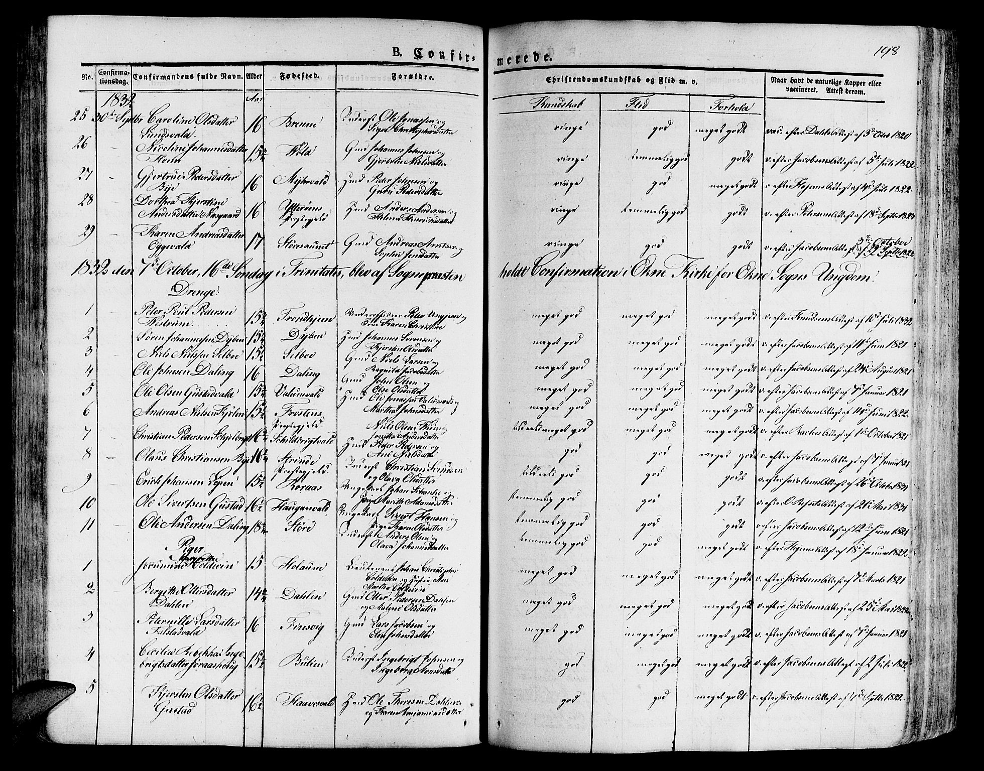 Ministerialprotokoller, klokkerbøker og fødselsregistre - Nord-Trøndelag, AV/SAT-A-1458/717/L0152: Parish register (official) no. 717A05 /1, 1825-1836, p. 198