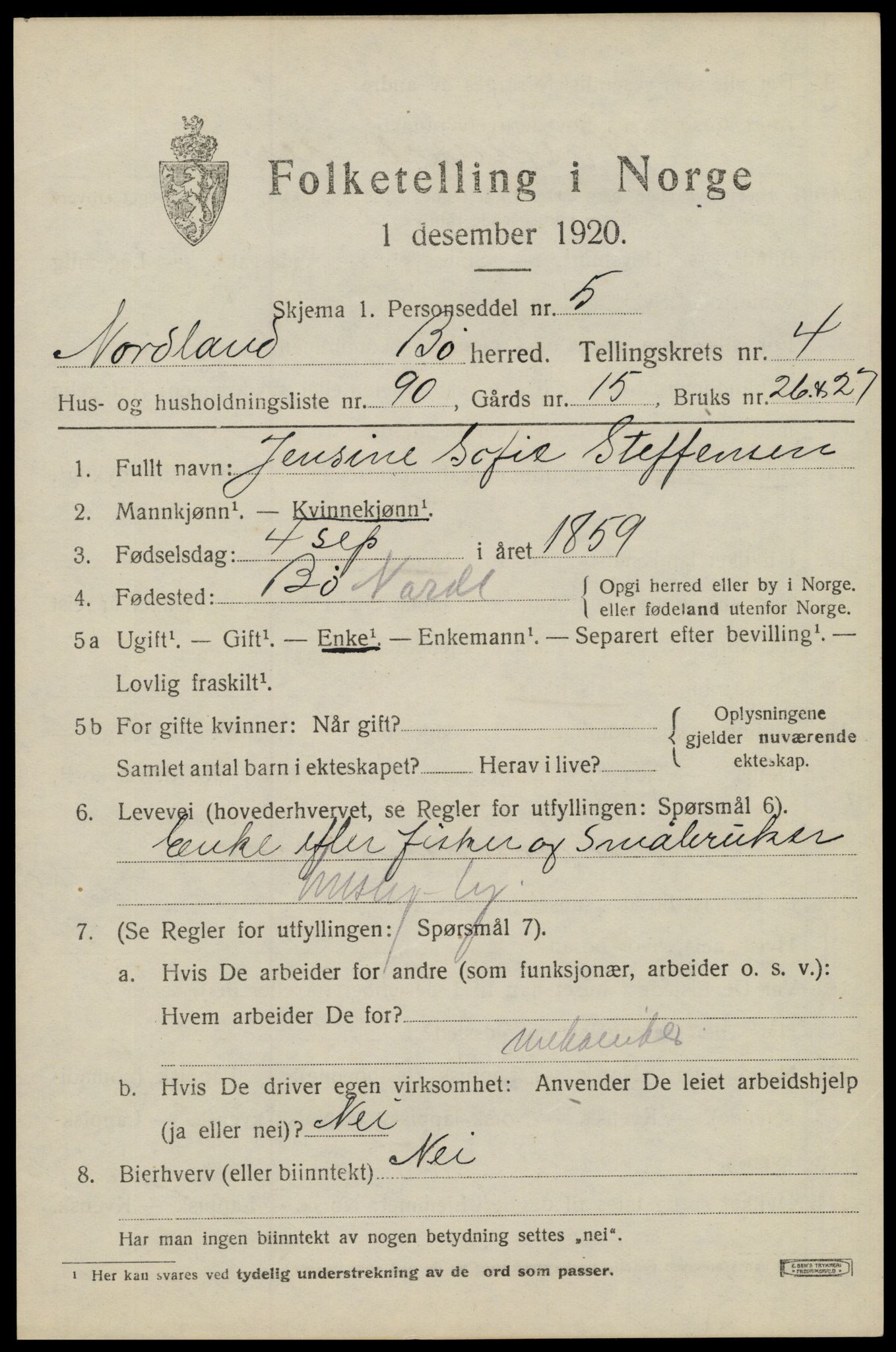 SAT, 1920 census for Bø, 1920, p. 4320