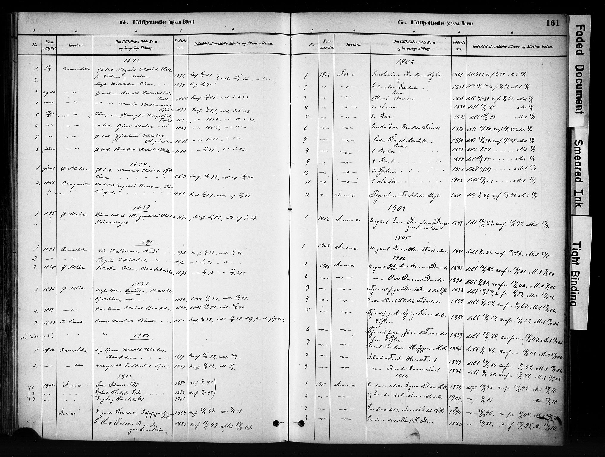 Vang prestekontor, Valdres, SAH/PREST-140/H/Ha/L0009: Parish register (official) no. 9, 1882-1914, p. 161