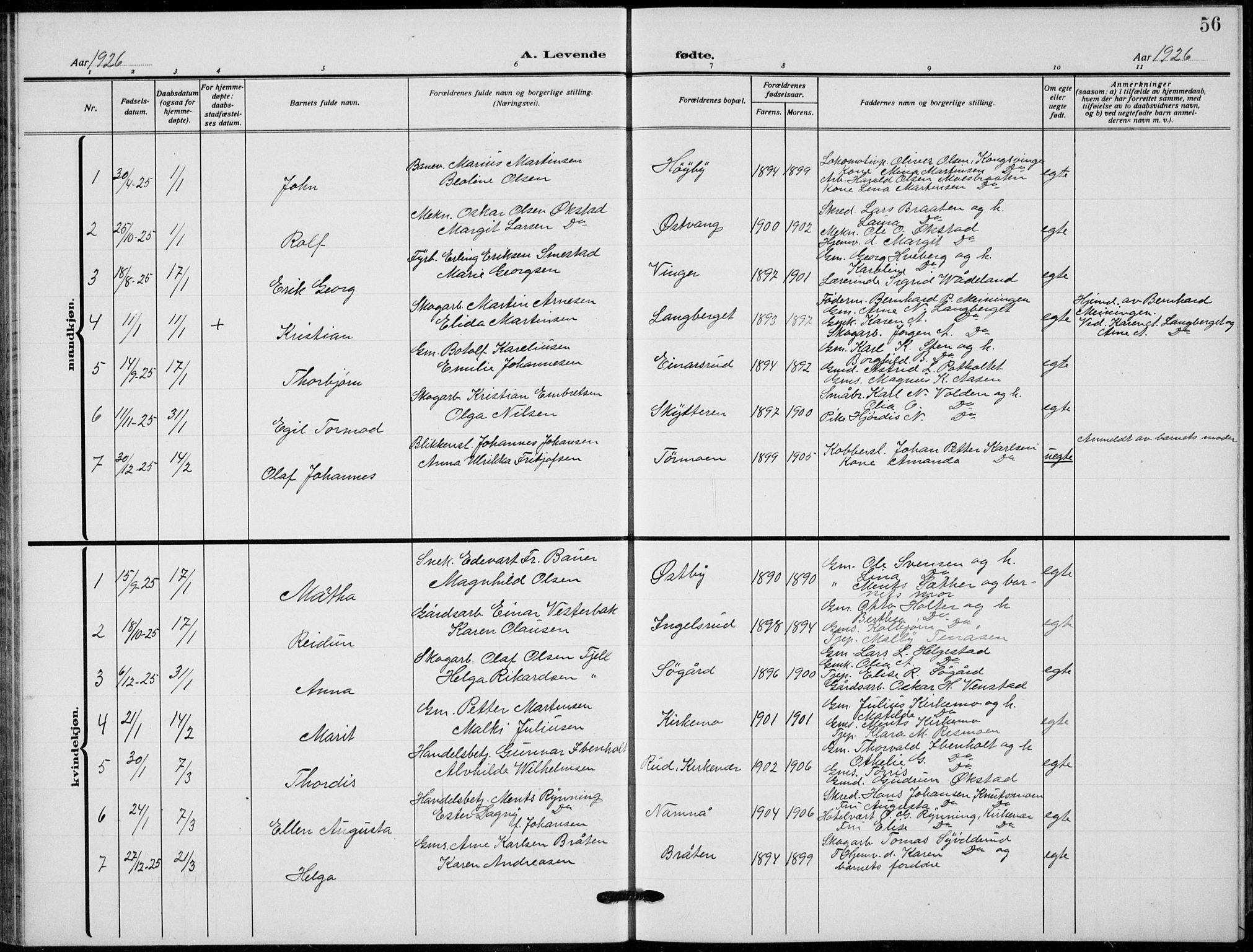 Grue prestekontor, AV/SAH-PREST-036/H/Ha/Hab/L0008: Parish register (copy) no. 8, 1921-1934, p. 56