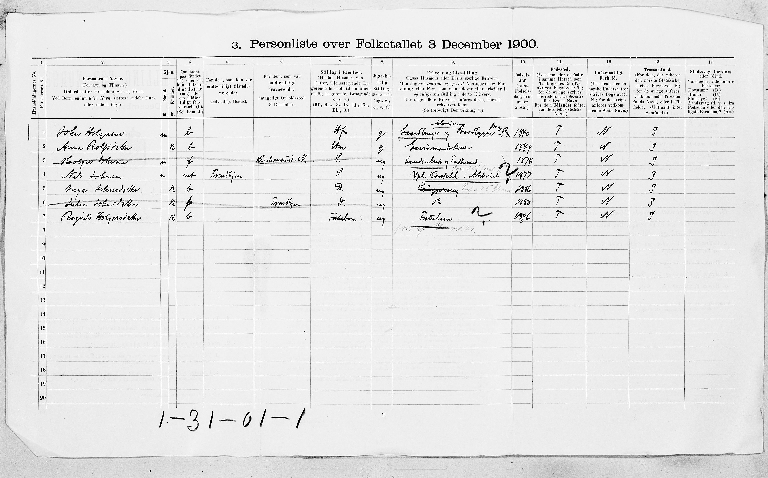 SAT, 1900 census for Aa, 1900, p. 29