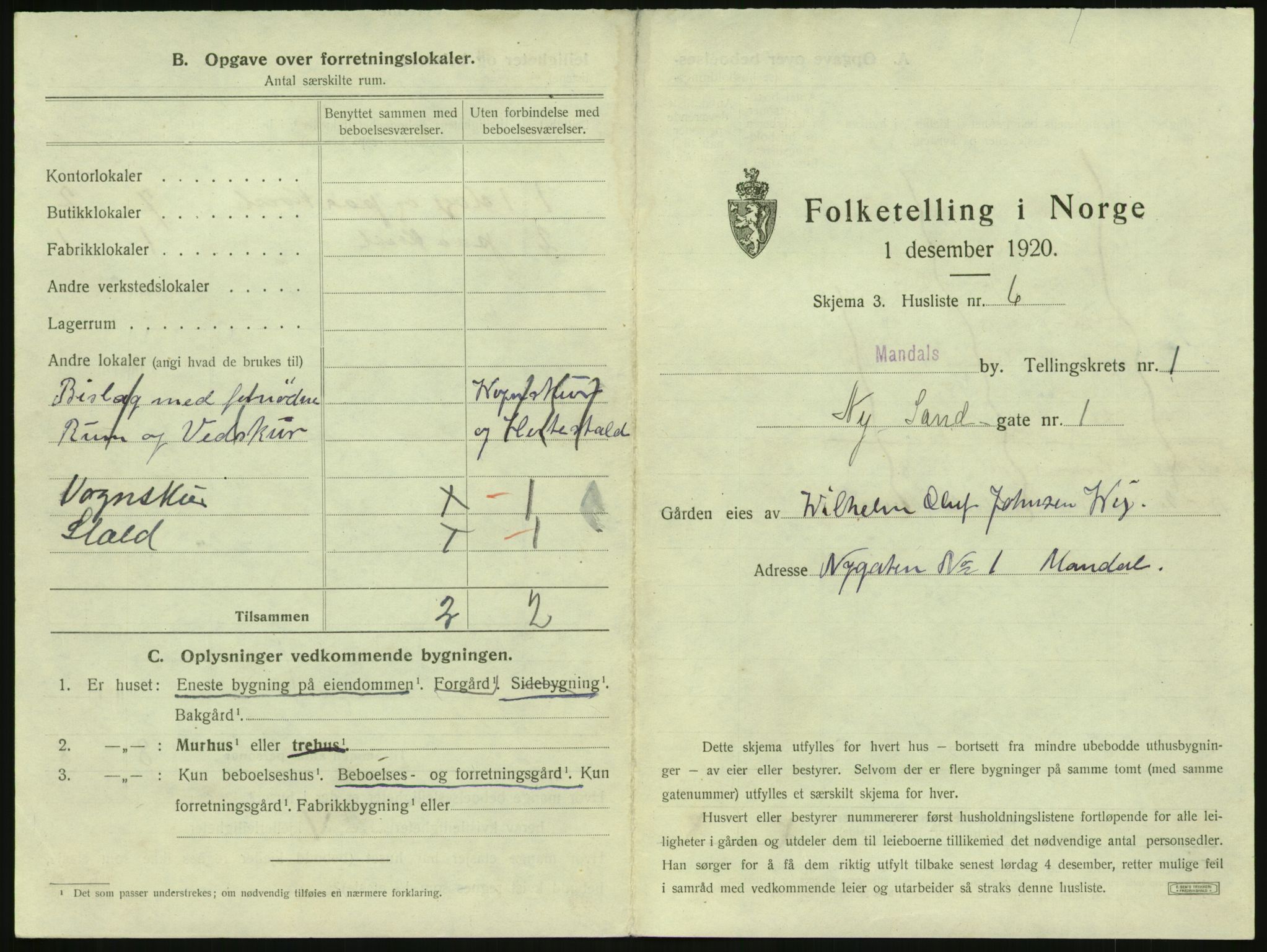 SAK, 1920 census for Mandal, 1920, p. 53