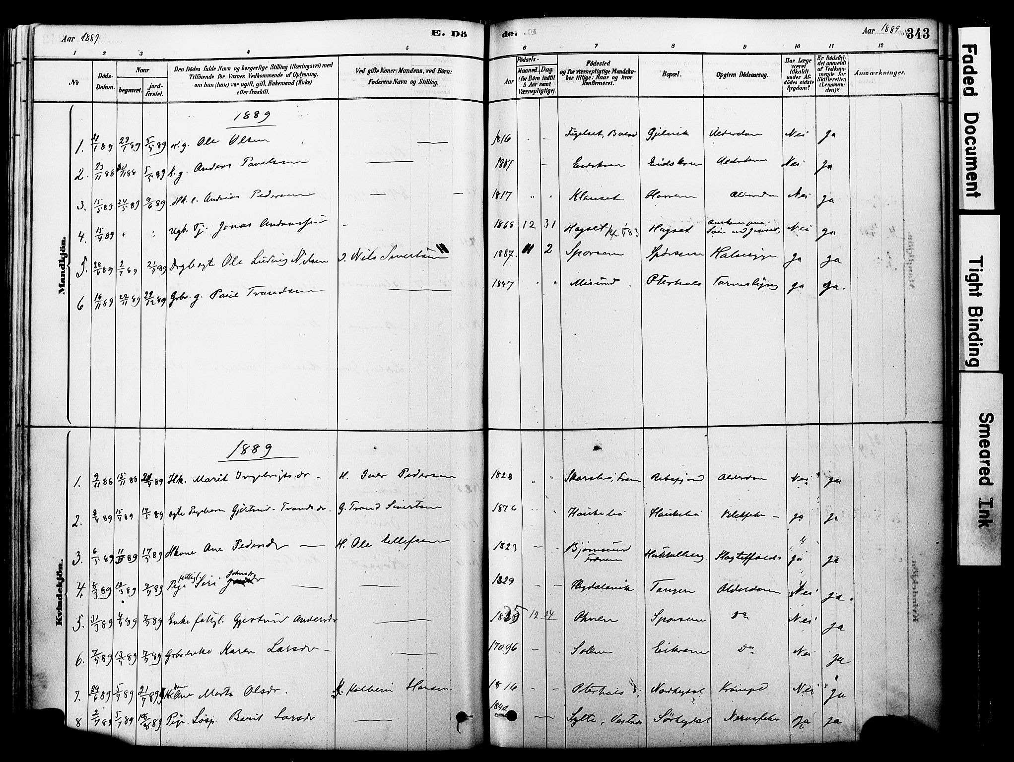 Ministerialprotokoller, klokkerbøker og fødselsregistre - Møre og Romsdal, AV/SAT-A-1454/560/L0721: Parish register (official) no. 560A05, 1878-1917, p. 343