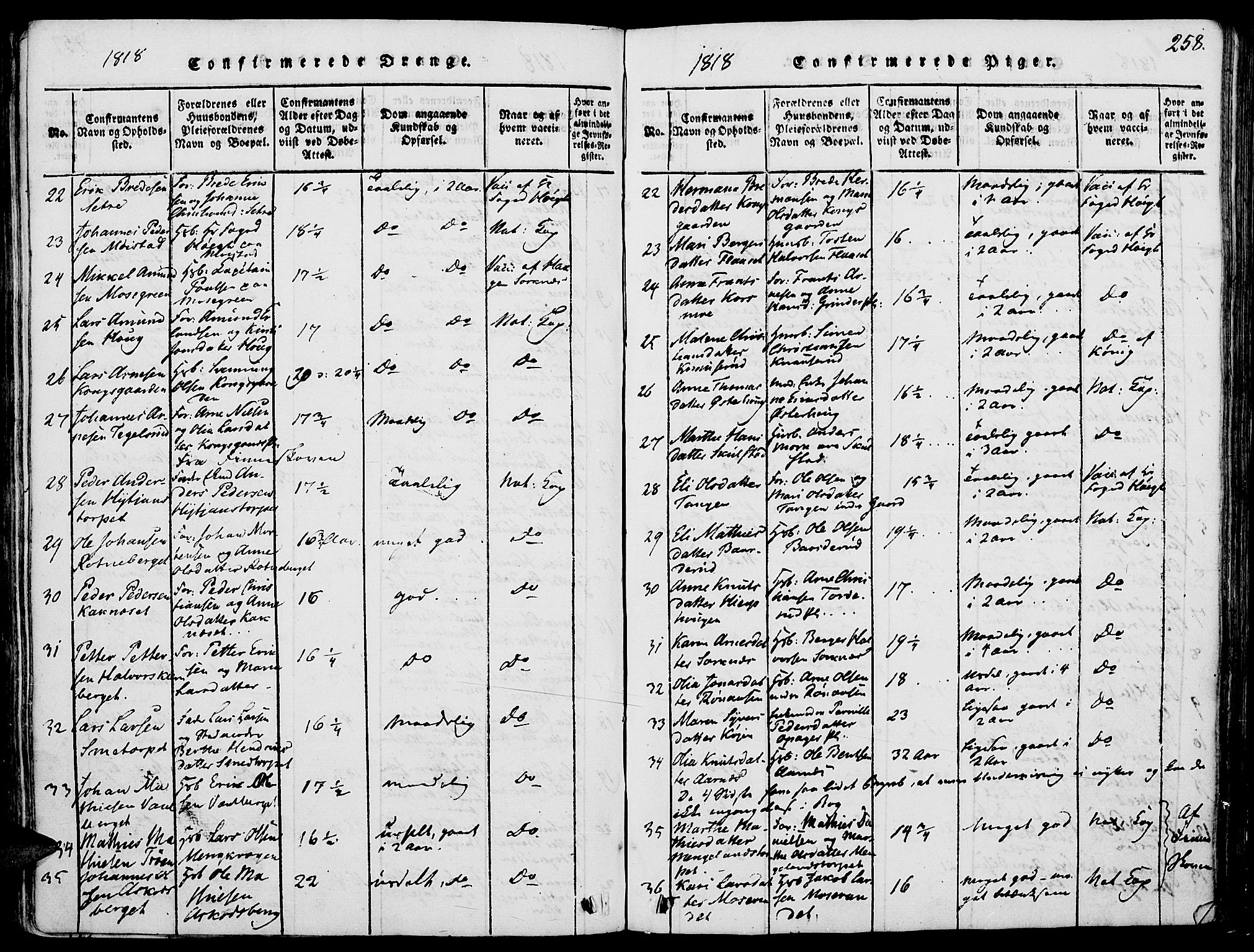 Grue prestekontor, AV/SAH-PREST-036/H/Ha/Haa/L0006: Parish register (official) no. 6, 1814-1830, p. 258