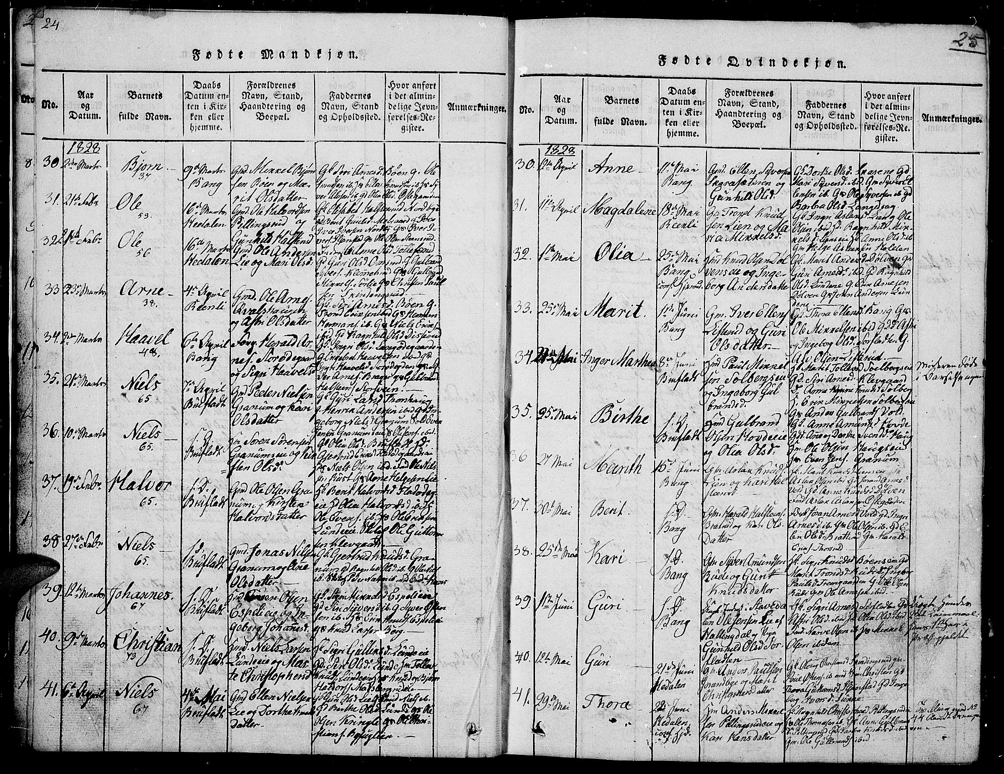 Sør-Aurdal prestekontor, AV/SAH-PREST-128/H/Ha/Hab/L0002: Parish register (copy) no. 2, 1826-1840, p. 24-25