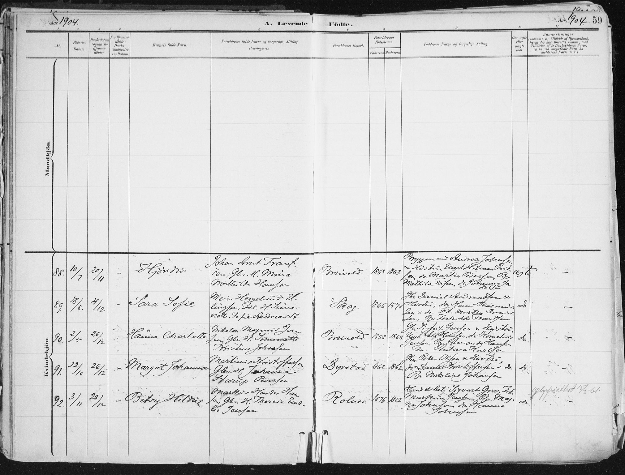 Ibestad sokneprestembete, AV/SATØ-S-0077/H/Ha/Haa/L0017kirke: Parish register (official) no. 17, 1901-1914, p. 59