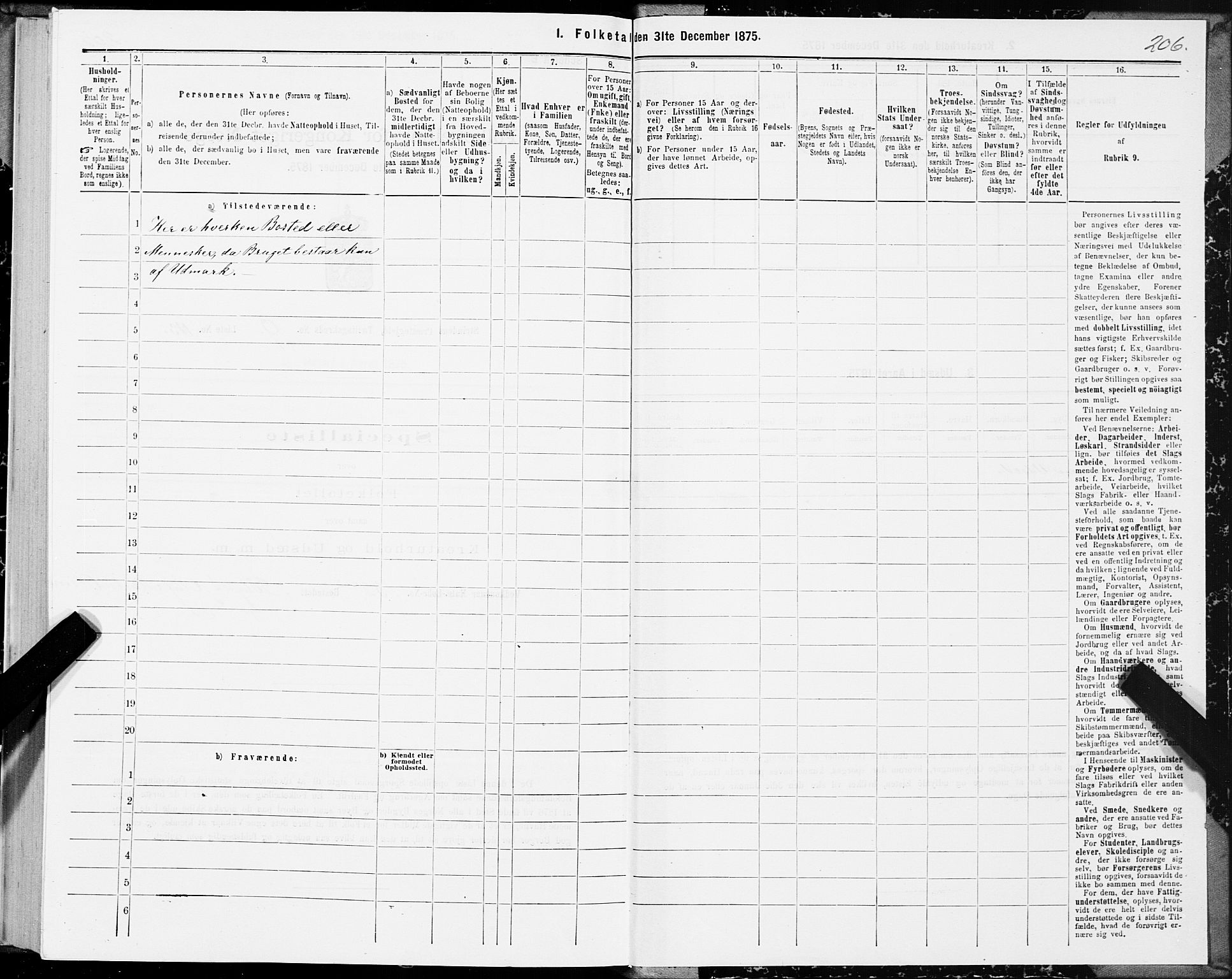 SAT, 1875 census for 1660P Strinda, 1875, p. 5206