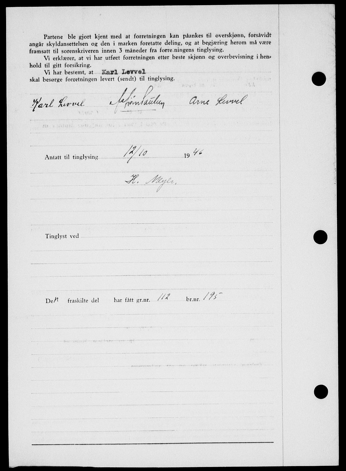 Onsøy sorenskriveri, SAO/A-10474/G/Ga/Gab/L0017: Mortgage book no. II A-17, 1946-1946, Diary no: : 2529/1946