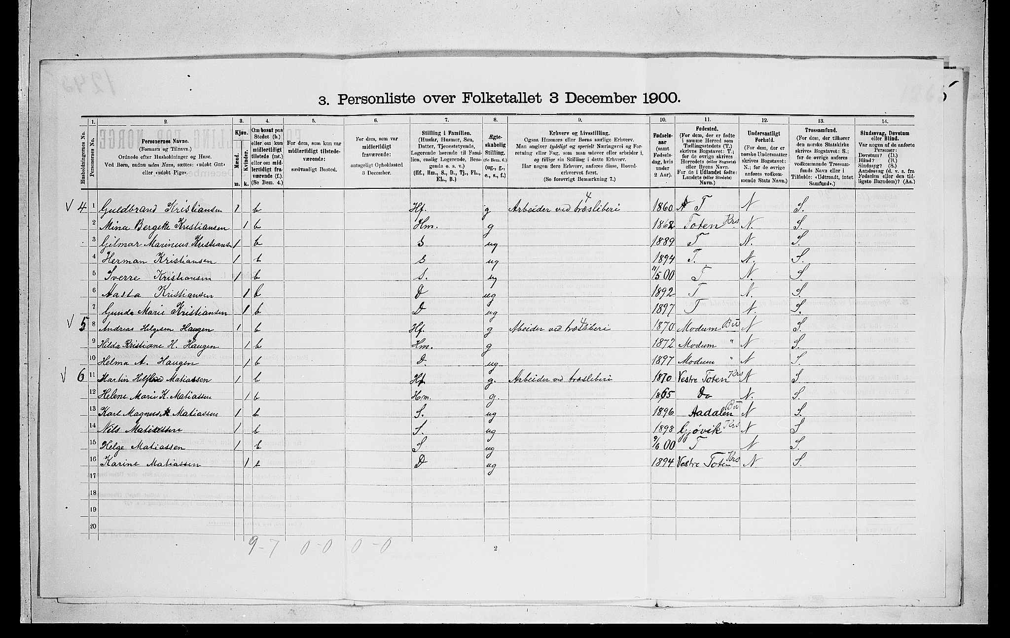 RA, 1900 census for Norderhov, 1900, p. 1270