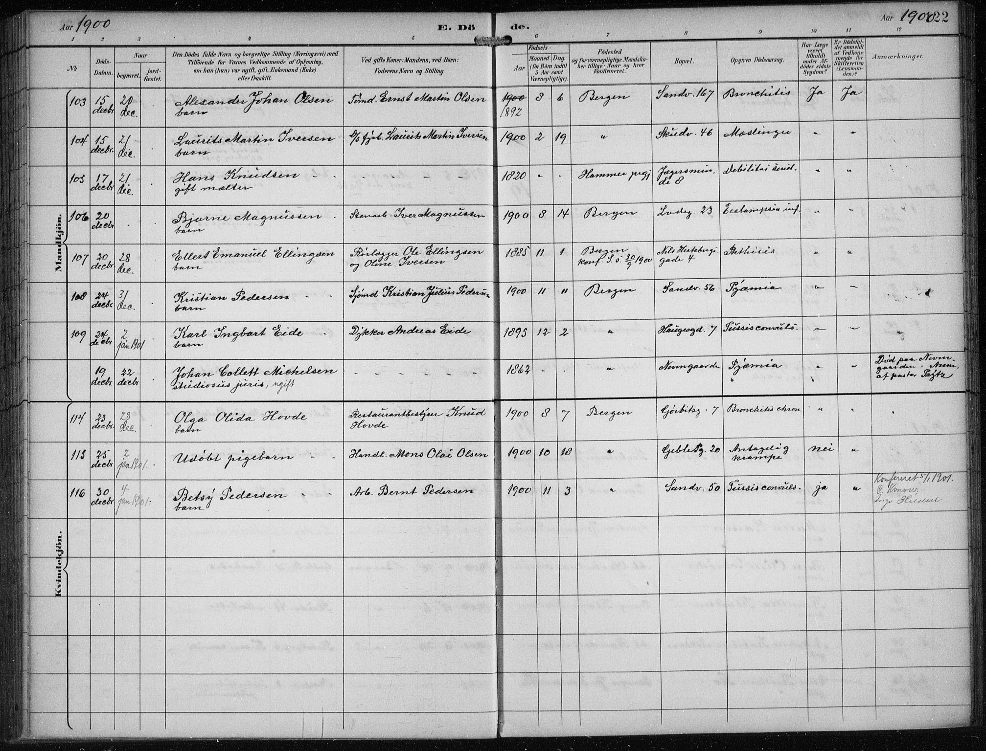 Sandviken Sokneprestembete, SAB/A-77601/H/Ha/L0018: Parish register (official) no. E 1, 1893-1905, p. 122