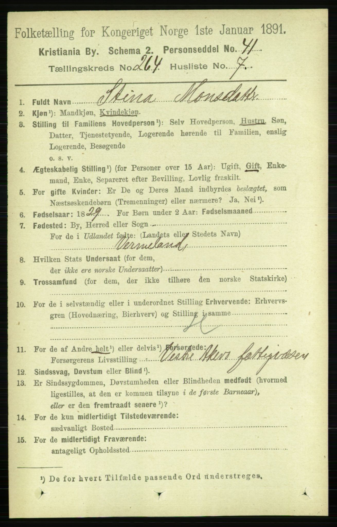 RA, 1891 census for 0301 Kristiania, 1891, p. 160657