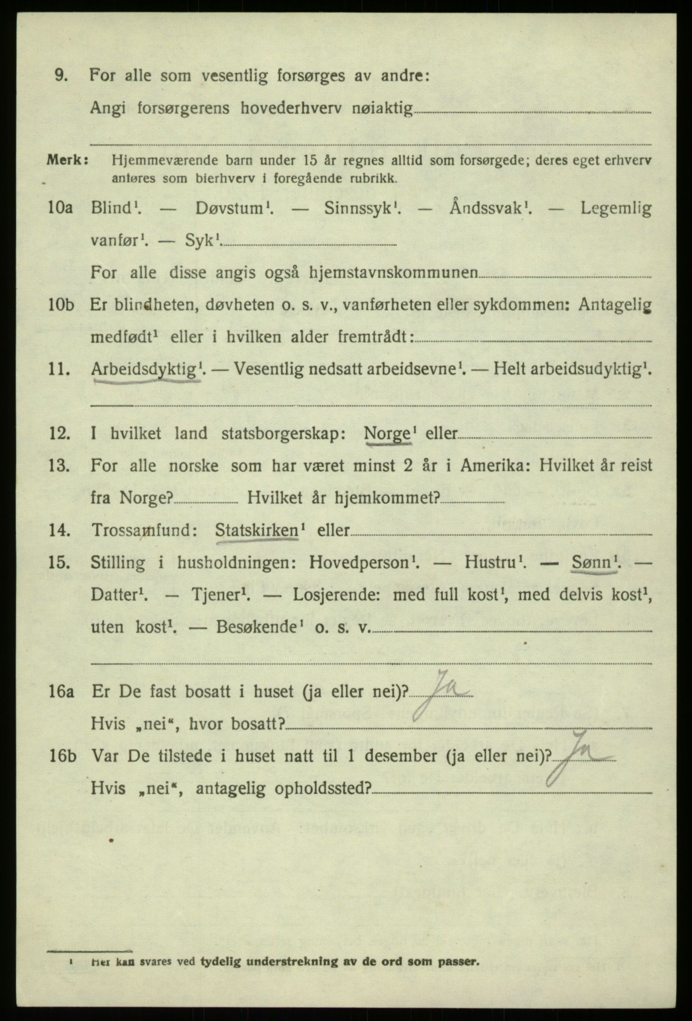 SAB, 1920 census for Hosanger, 1920, p. 4240