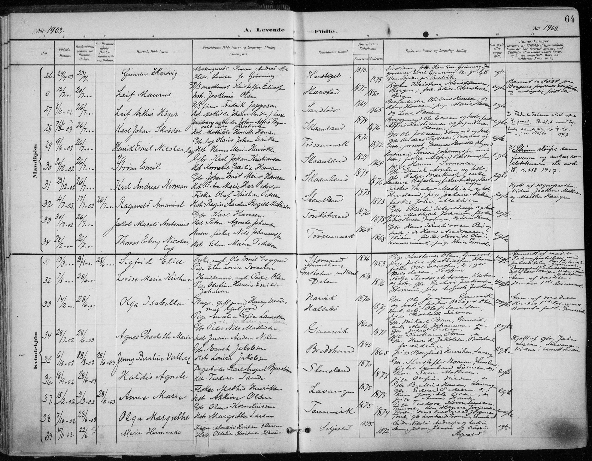Trondenes sokneprestkontor, SATØ/S-1319/H/Ha/L0017kirke: Parish register (official) no. 17, 1899-1908, p. 64
