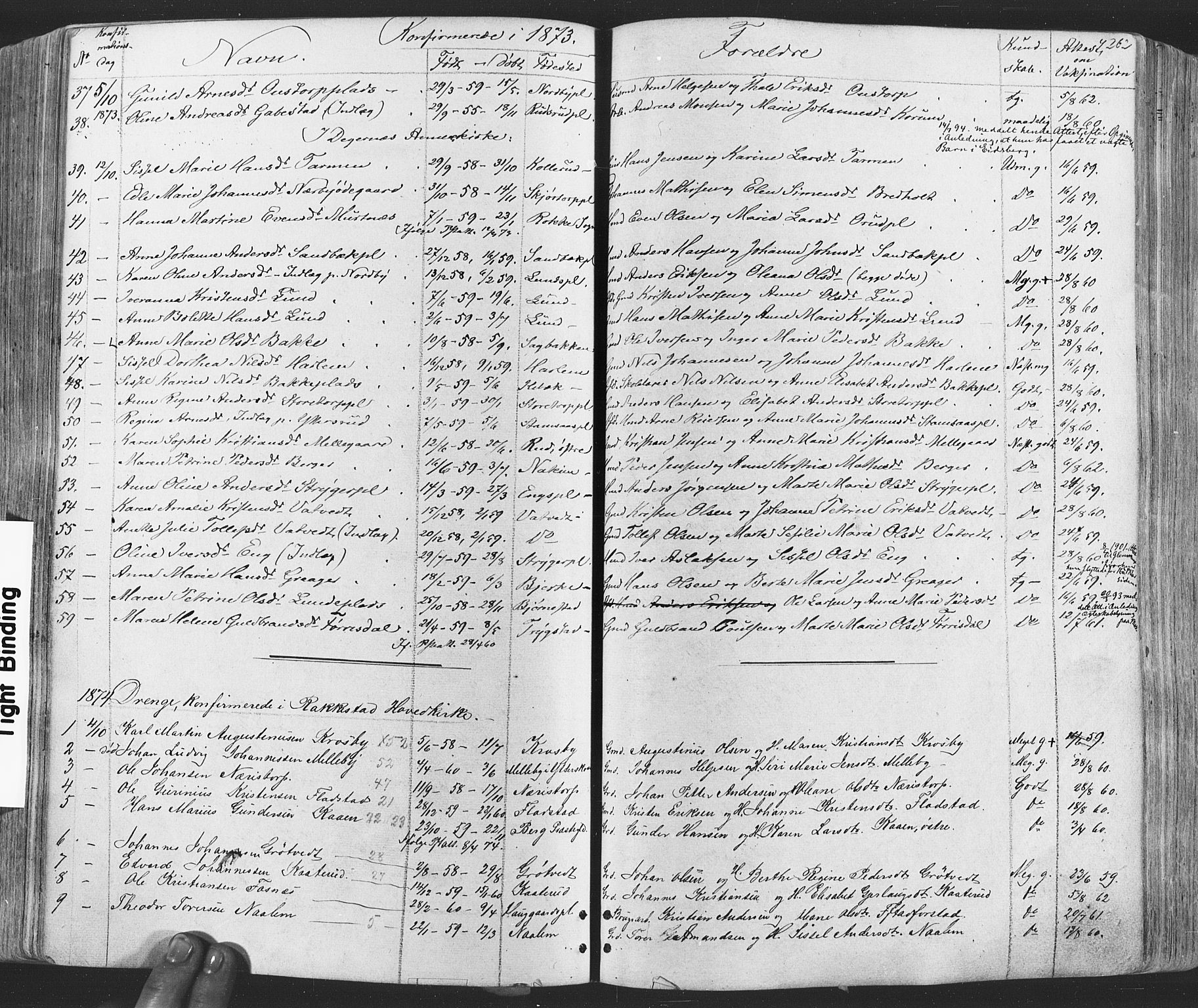 Rakkestad prestekontor Kirkebøker, SAO/A-2008/F/Fa/L0011: Parish register (official) no. I 11, 1862-1877, p. 262
