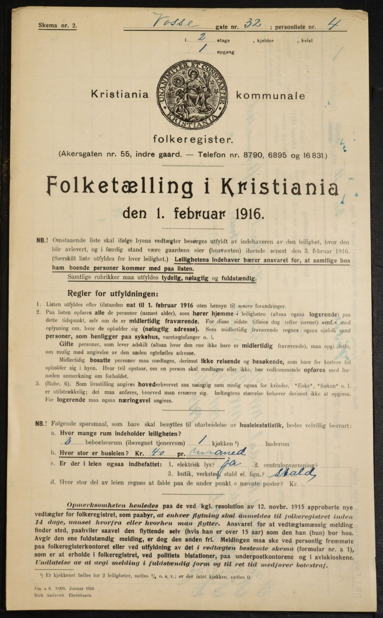 OBA, Municipal Census 1916 for Kristiania, 1916, p. 129192