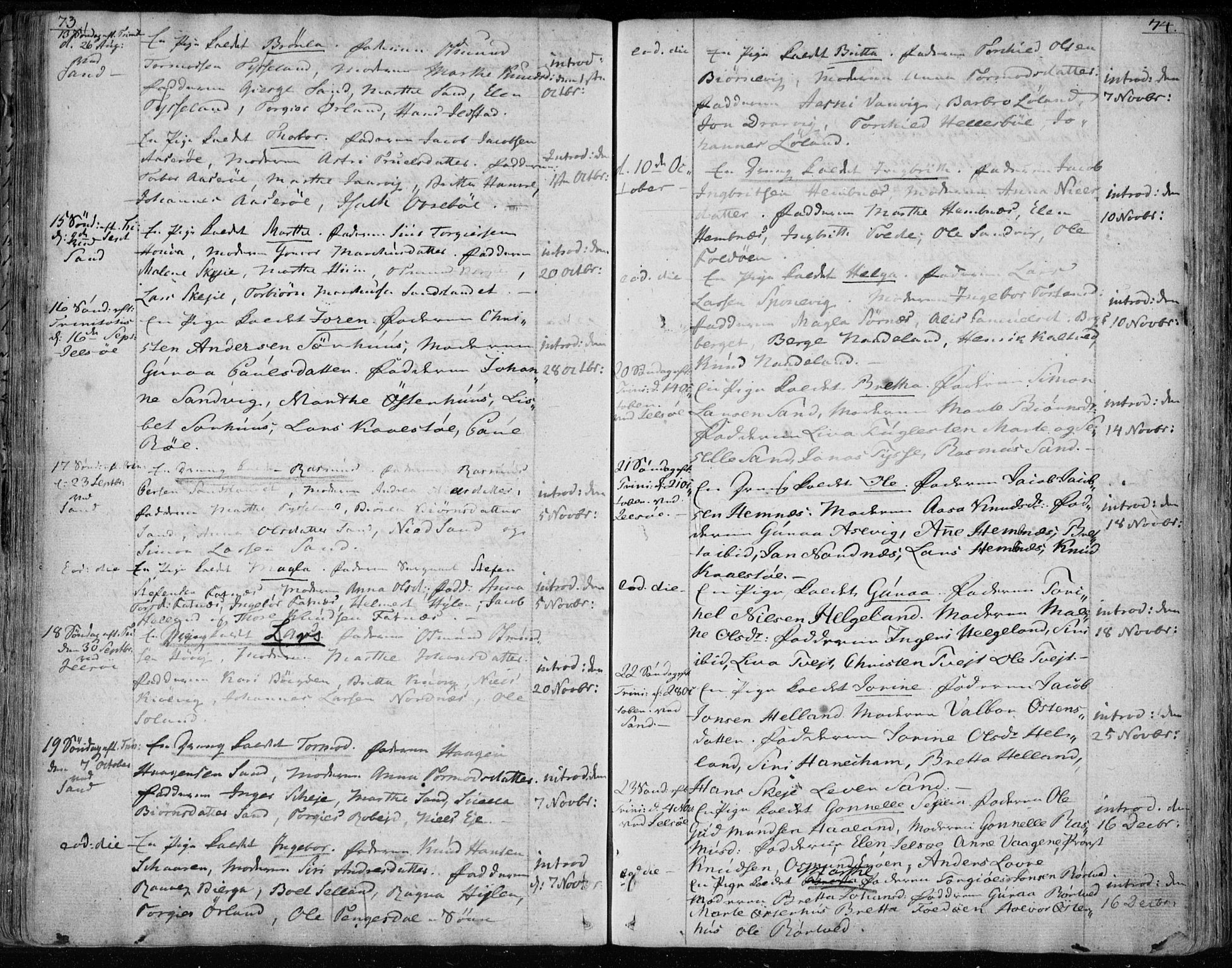 Jelsa sokneprestkontor, AV/SAST-A-101842/01/IV: Parish register (official) no. A 4, 1796-1816, p. 73-74