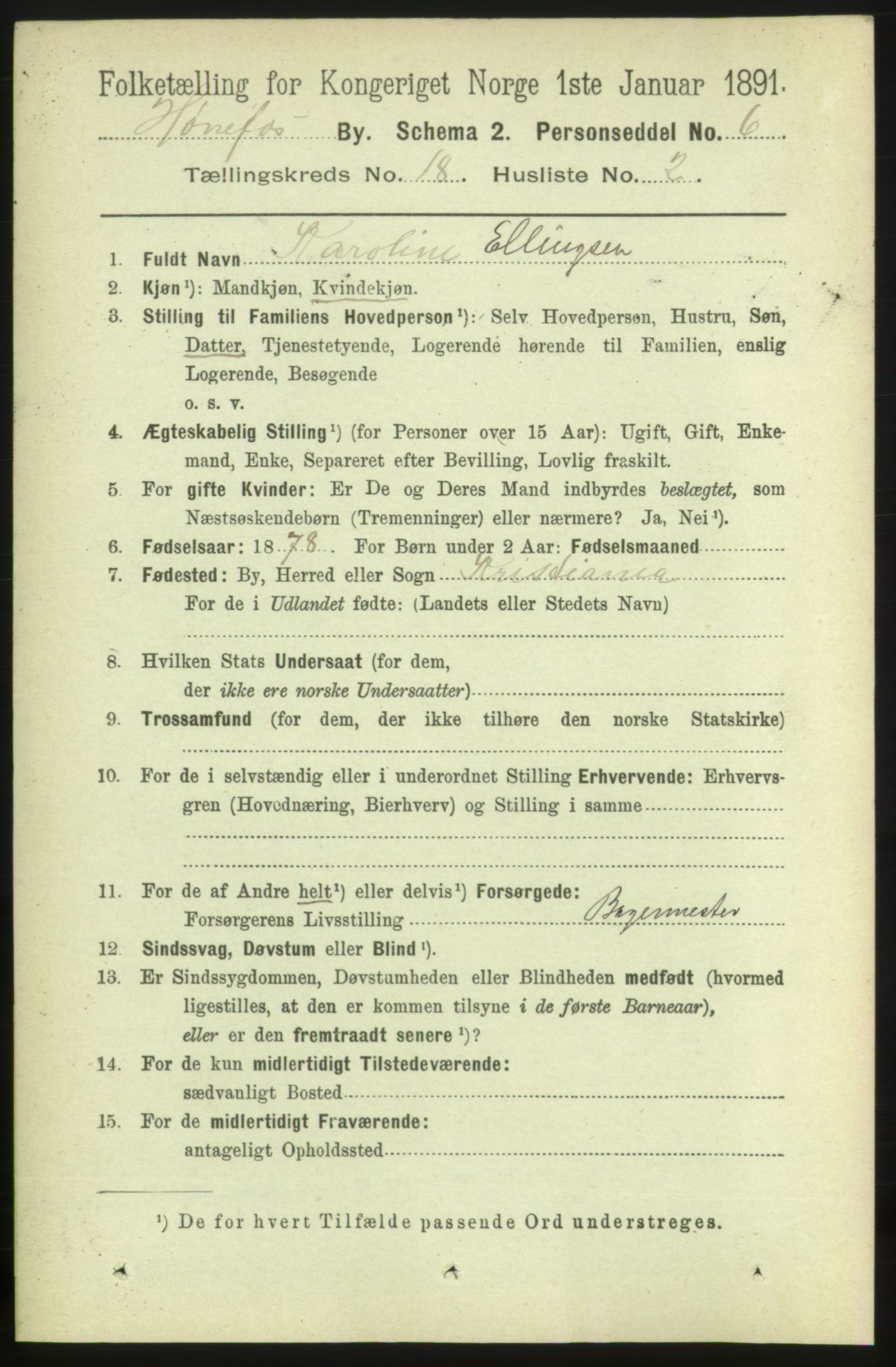 RA, 1891 census for 0601 Hønefoss, 1891, p. 1959