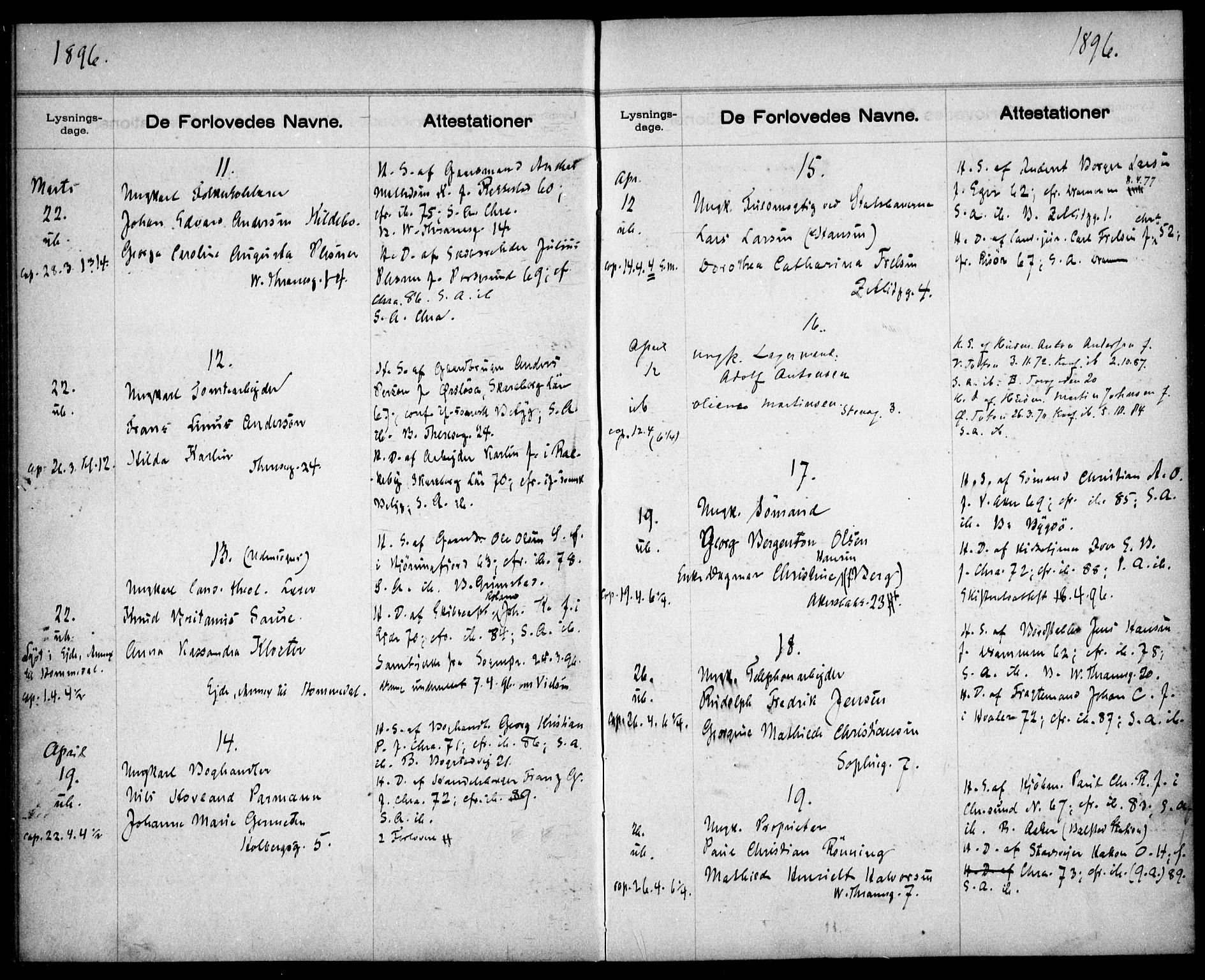 Gamle Aker prestekontor Kirkebøker, AV/SAO-A-10617a/H/L0002: Banns register no. 2, 1890-1900