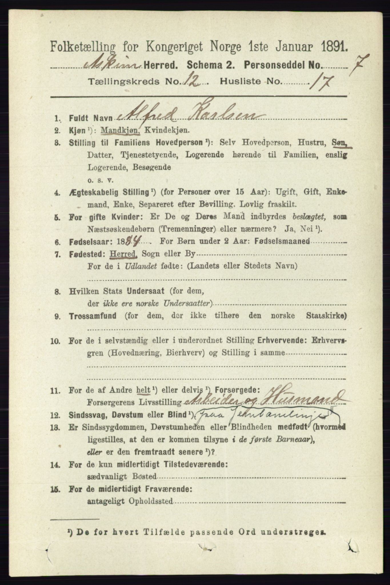 RA, 1891 census for 0124 Askim, 1891, p. 2007